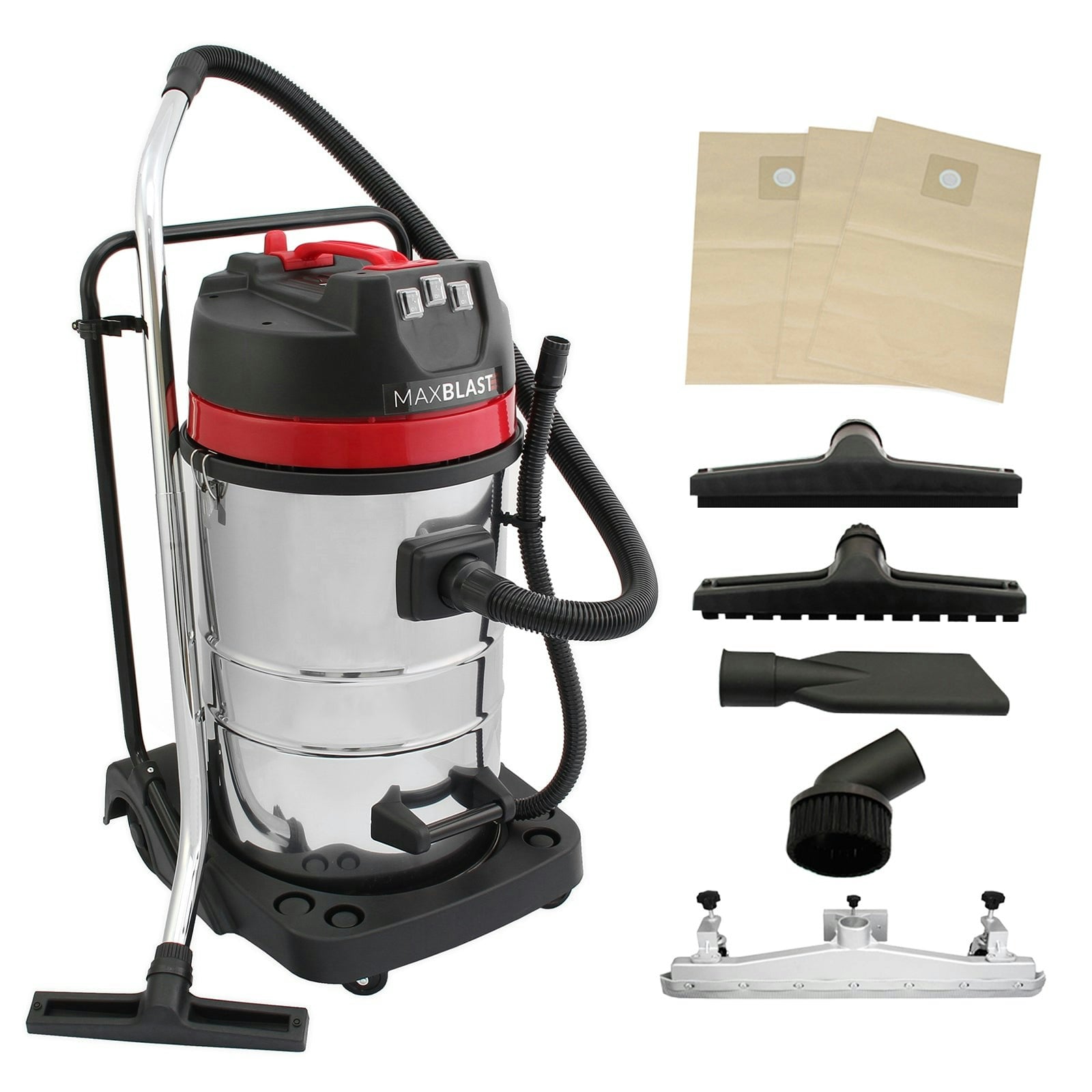 Maxblast 80L Industrial Vacuum, 5 Attachments & 3 Hoover Bags