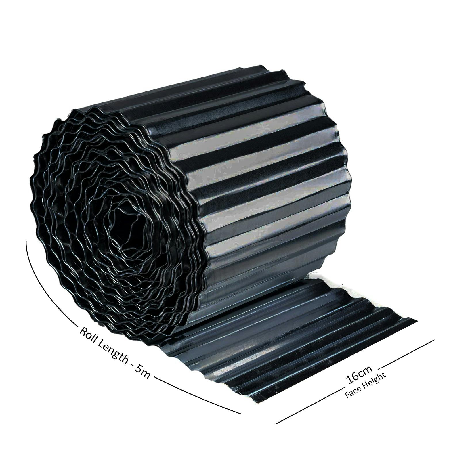 Rackhams Black Corrugated Metal Garden Border Roll – 5M / 6M / 12M Long Rolls - 5M