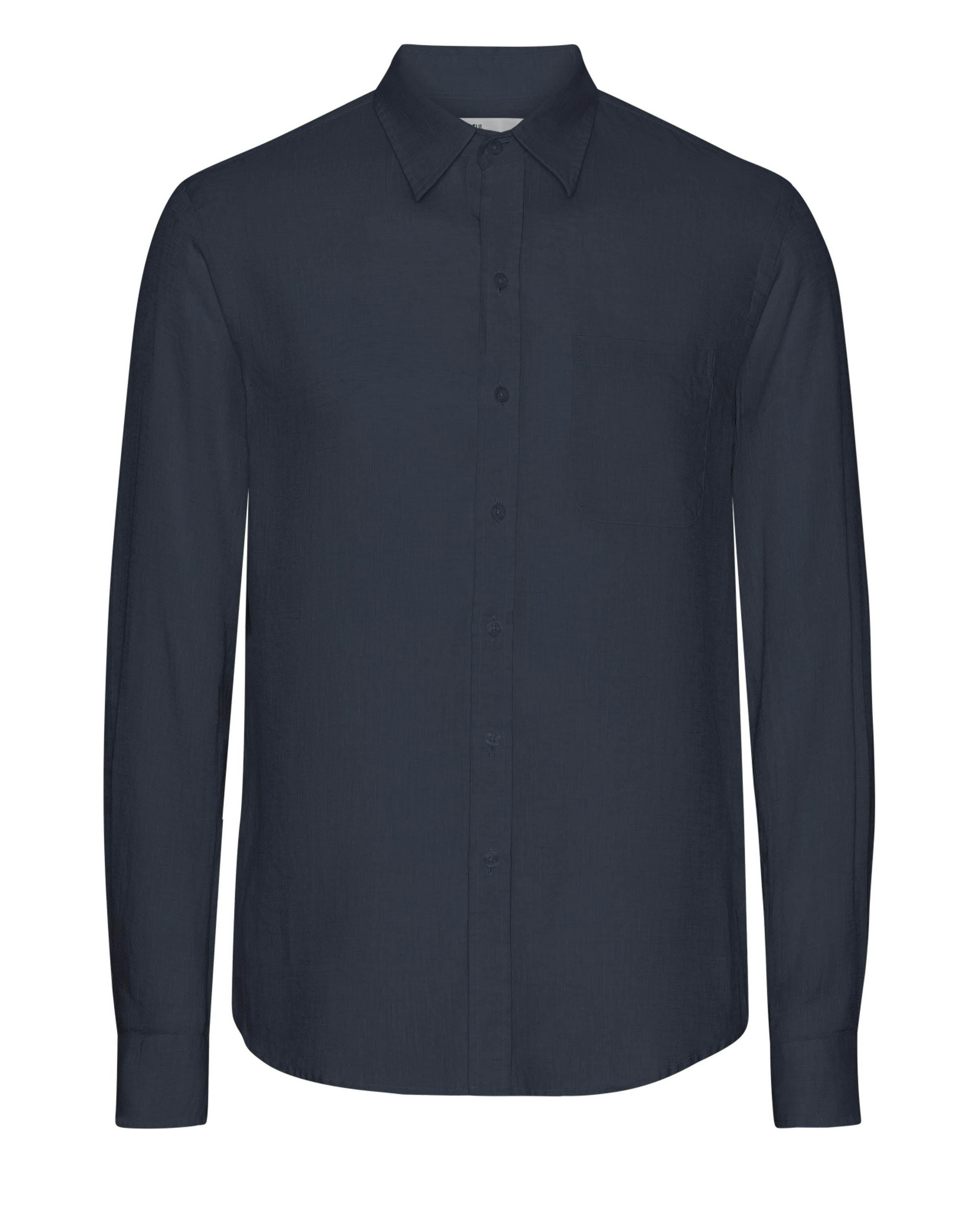 Colorful Standard Men's Blue Long Sleeve Linen Shirt - Navy - Navy - Xl