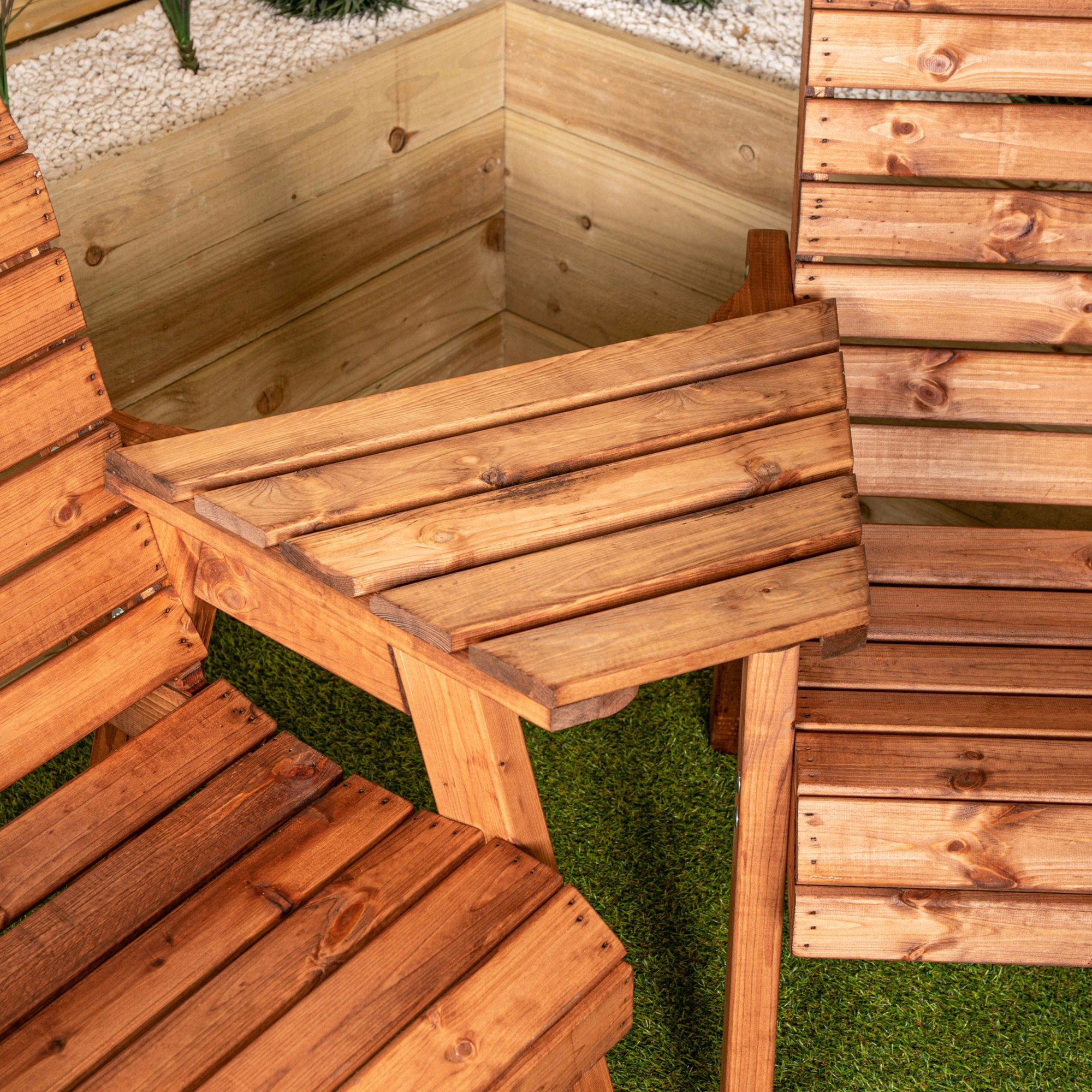 Samuel Alexander Hand Made Chunky Rustic Wooden Garden Furniture Angled Tray
