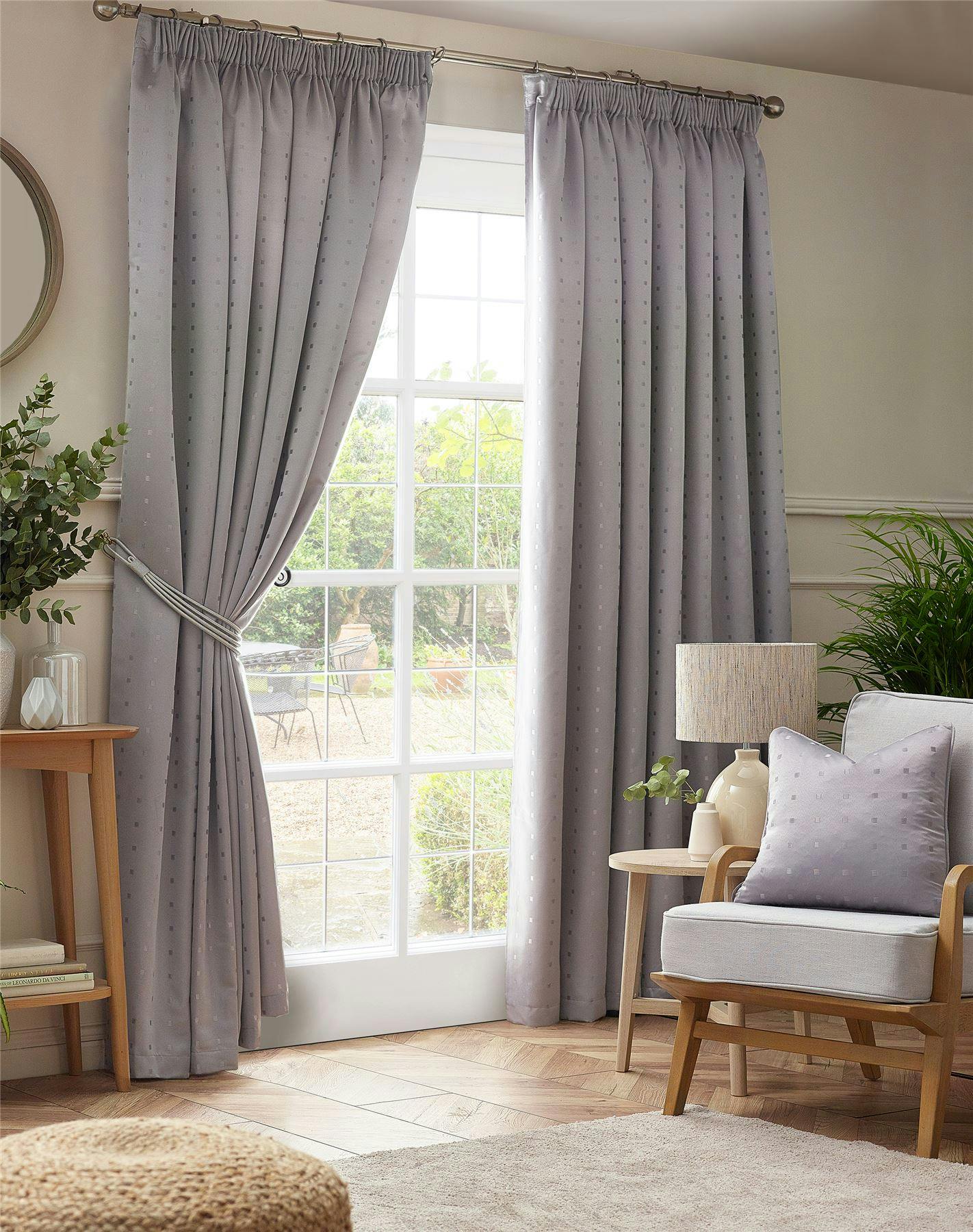 Rackhams Silver Adi Lined Pencil Pleat Curtains - 117Cm Width X 229Cm Drop