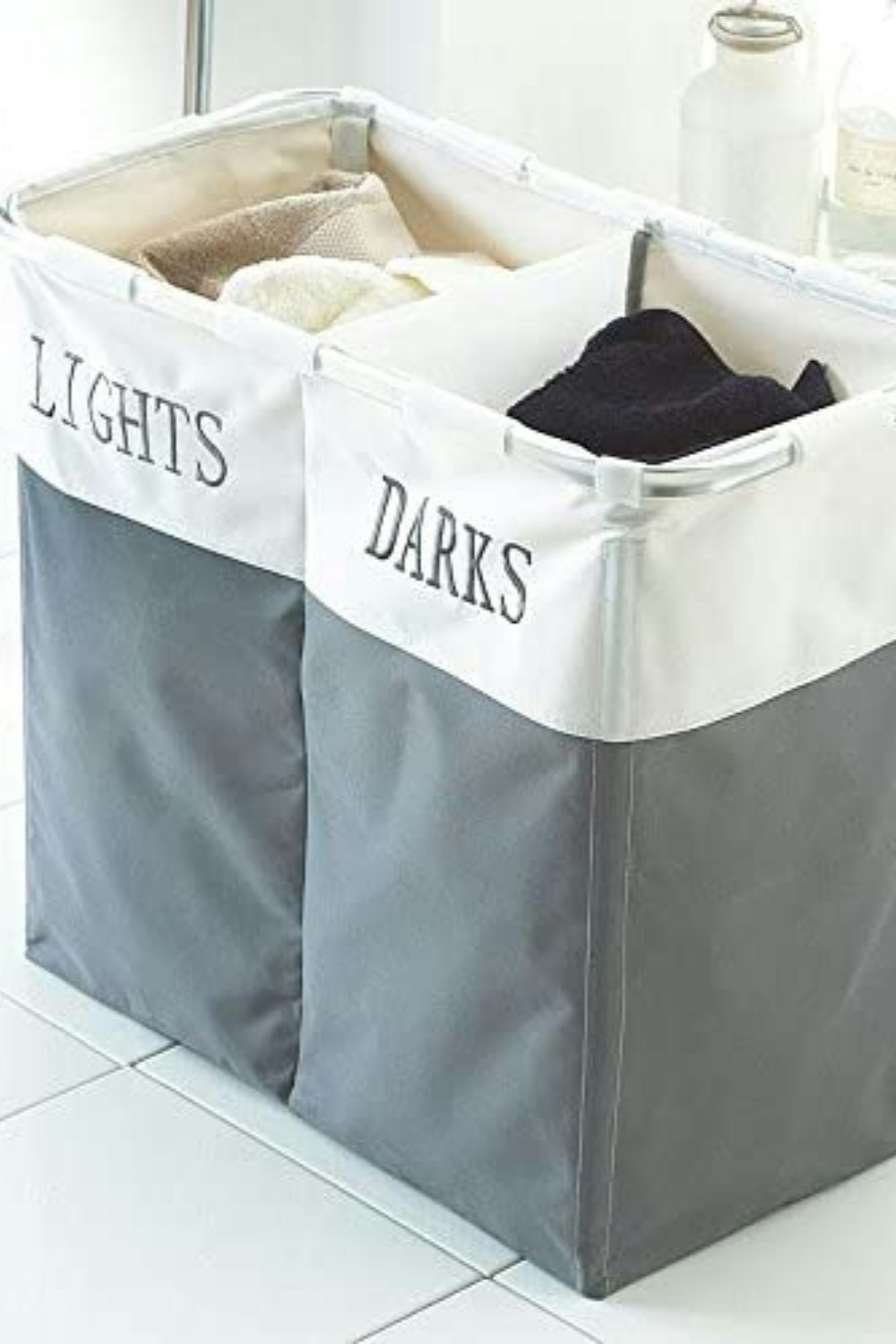 Homespace Direct Grey Lights & Darks Laundry Hamper Storage Foldable
