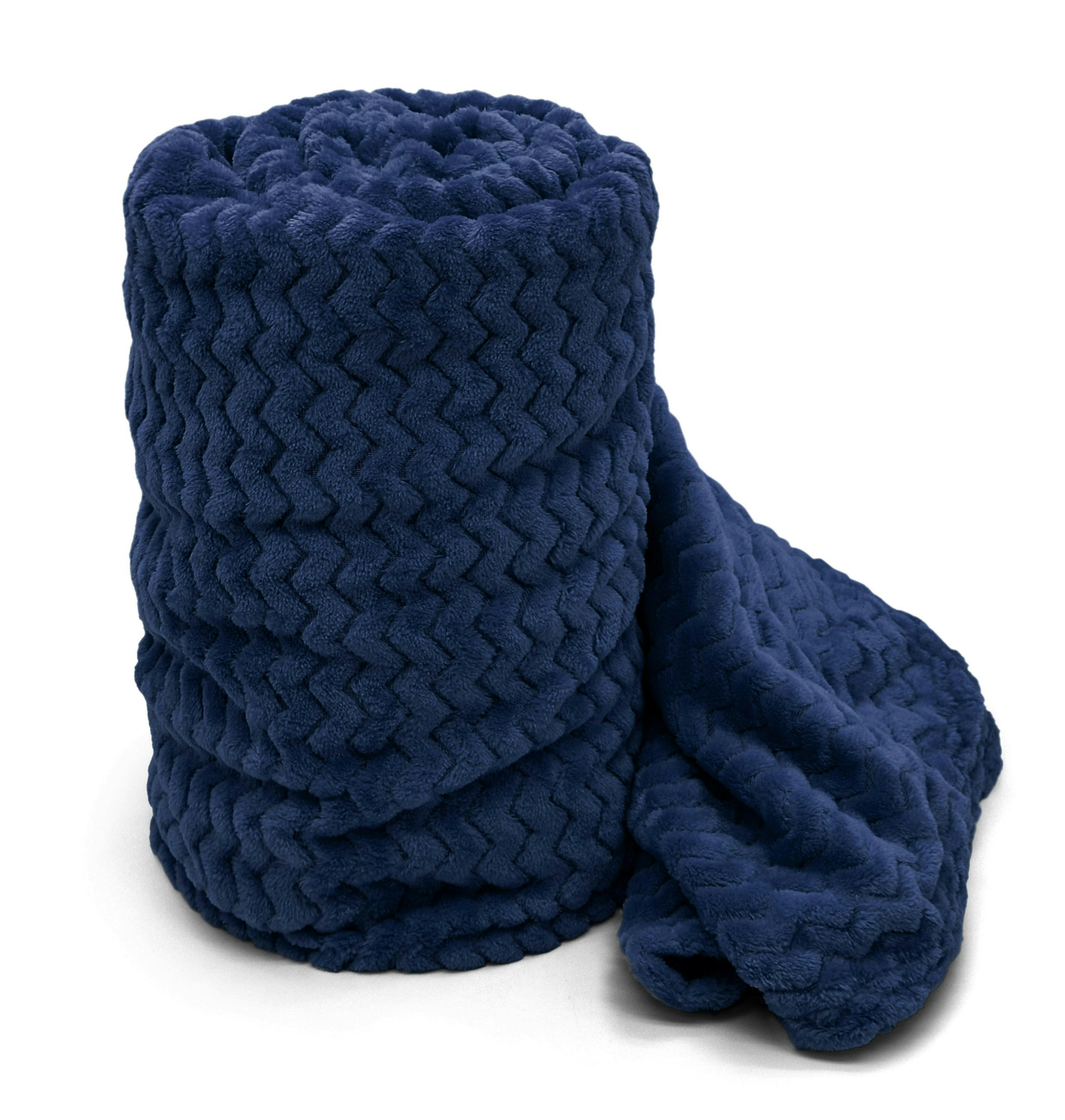 Rackhams Moda Ribbed Chevron Super Soft Blanket - 150Cm X 200Cm - Navy