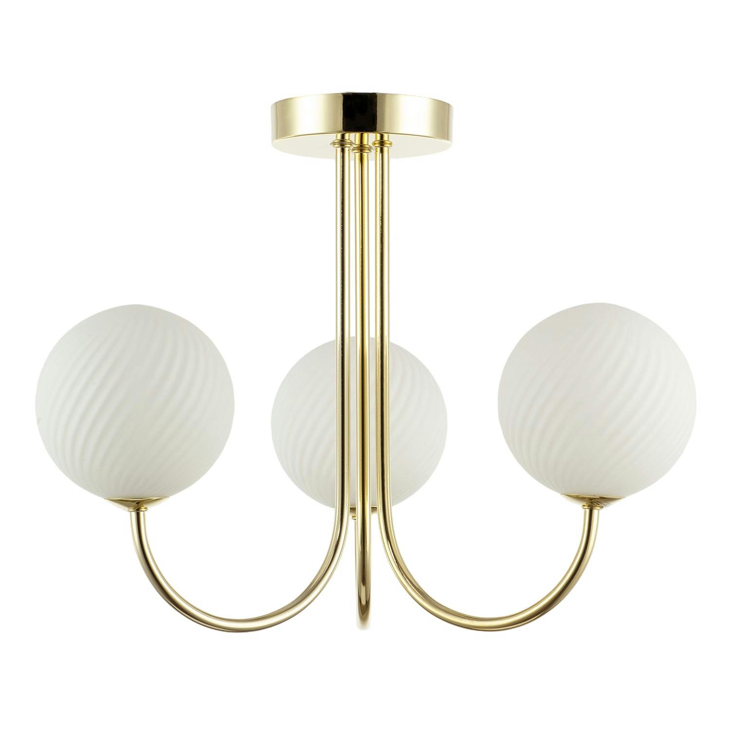 Happy Homewares Gold/Light Modern Polished Plated Ceiling Fitting With Swirl Glass