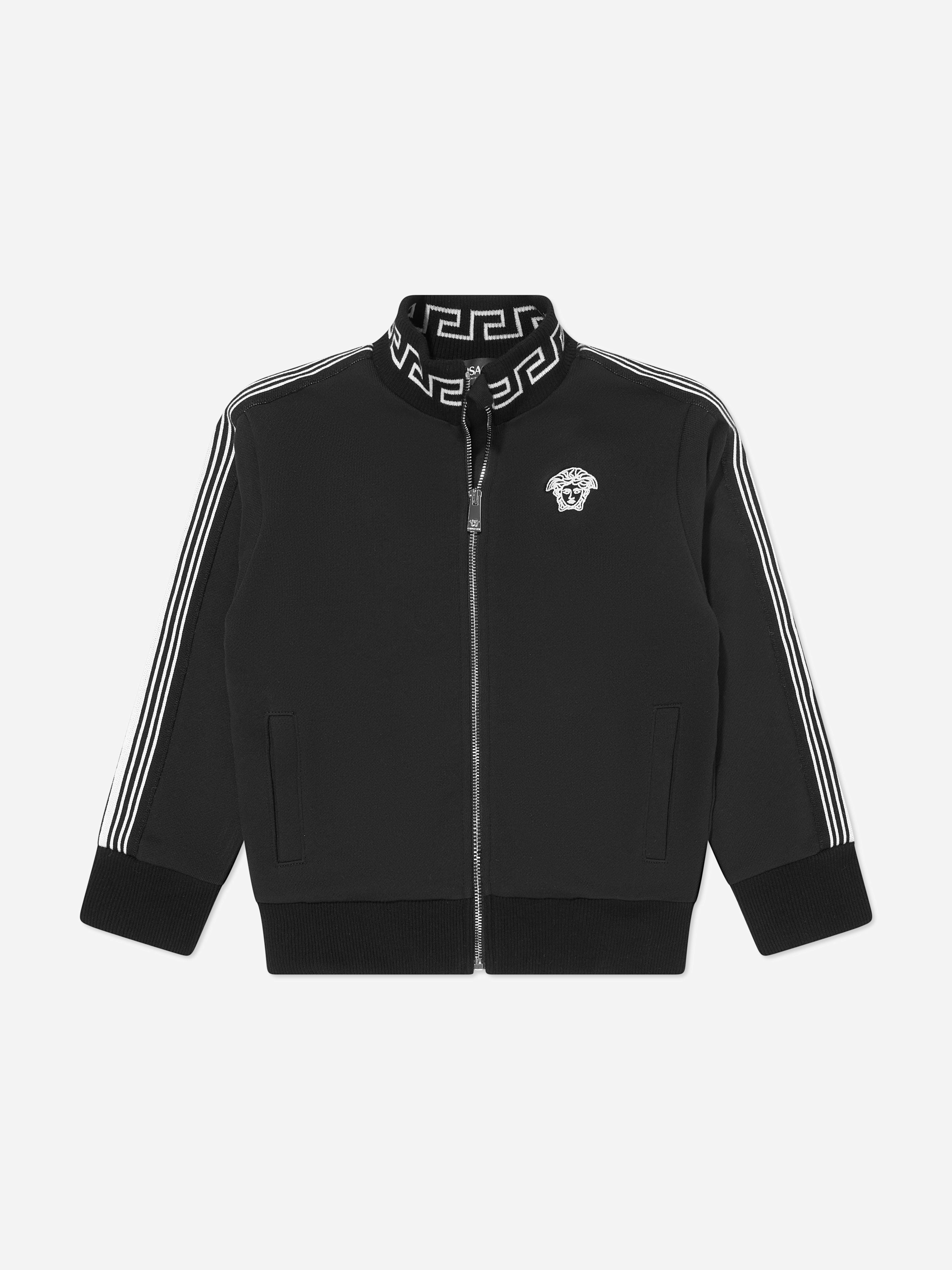 Versace Boys Black Medusa Logo Zip Up Top In - 8 Yrs