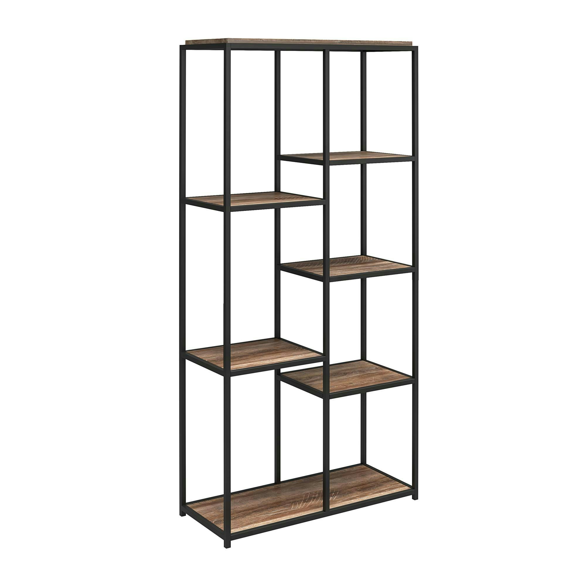 Rackhams Brown Quincy 5 Shelf Bookcase Weathered Oak