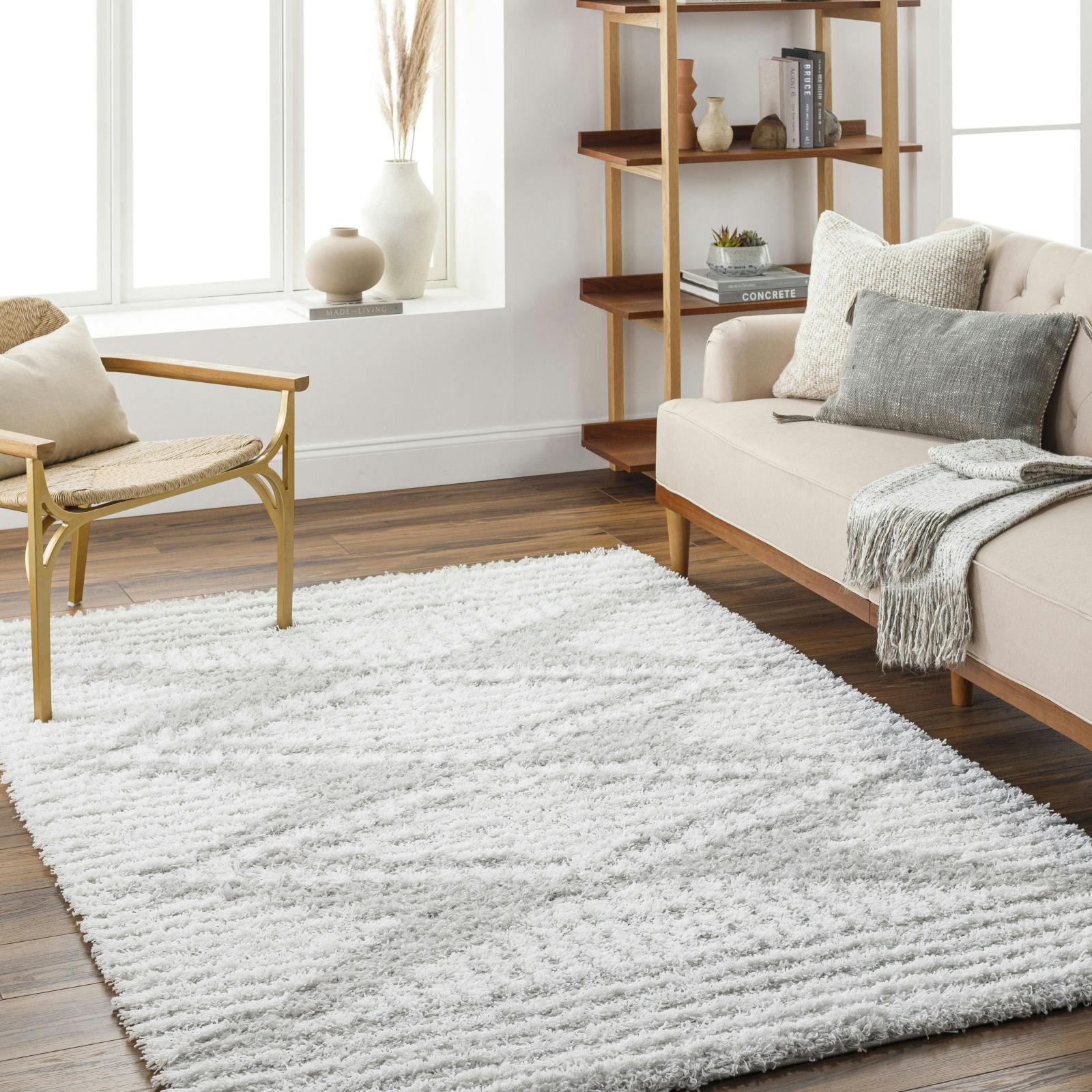 Photos - Area Rug Rackhams Urban Shag-Modern Grey White Soft Plush Pile Rug - 200 x 290 cm