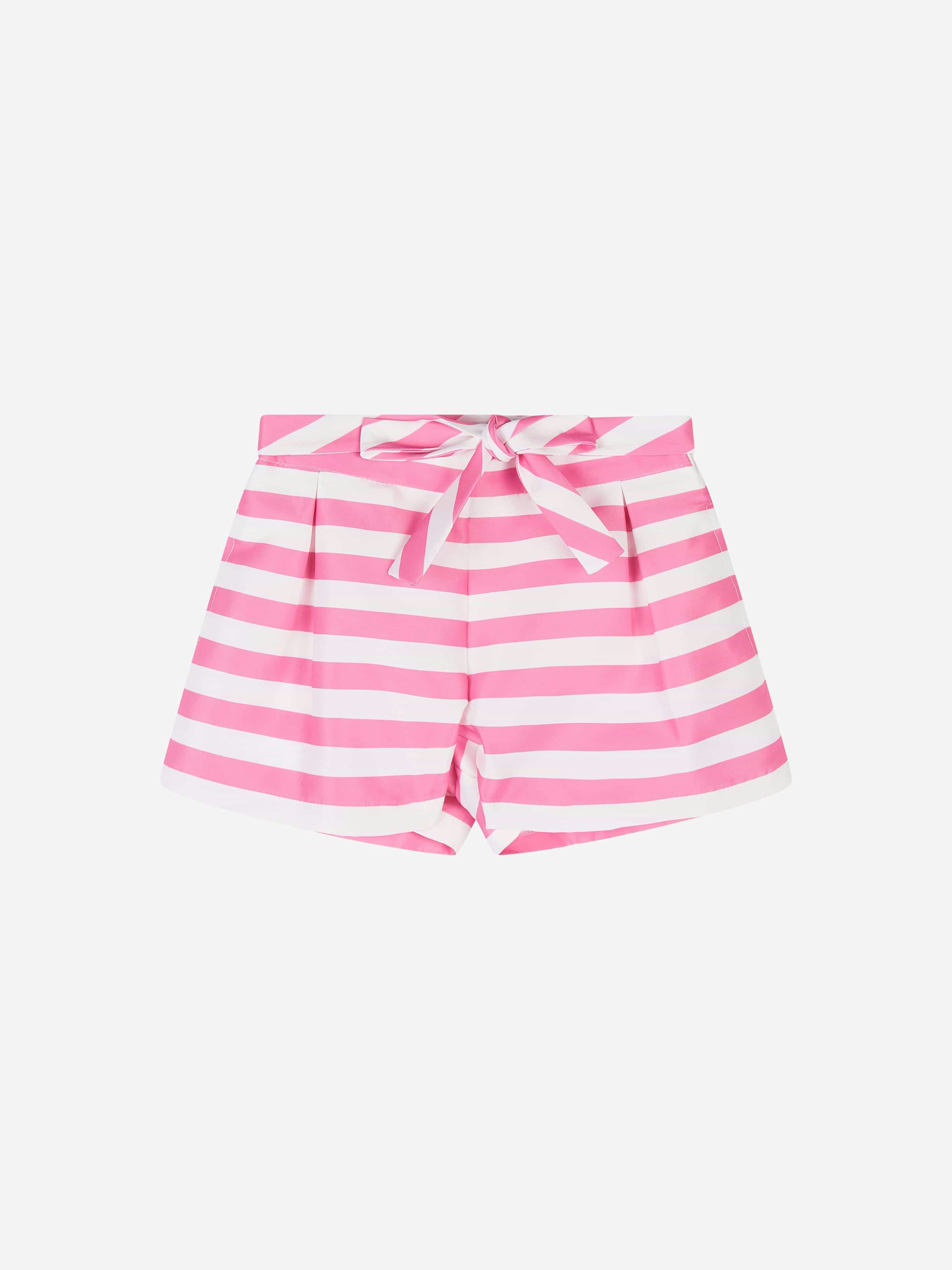 Mama Luma Girls Pink Striped Mini Shorts In - 5 - 6 Years