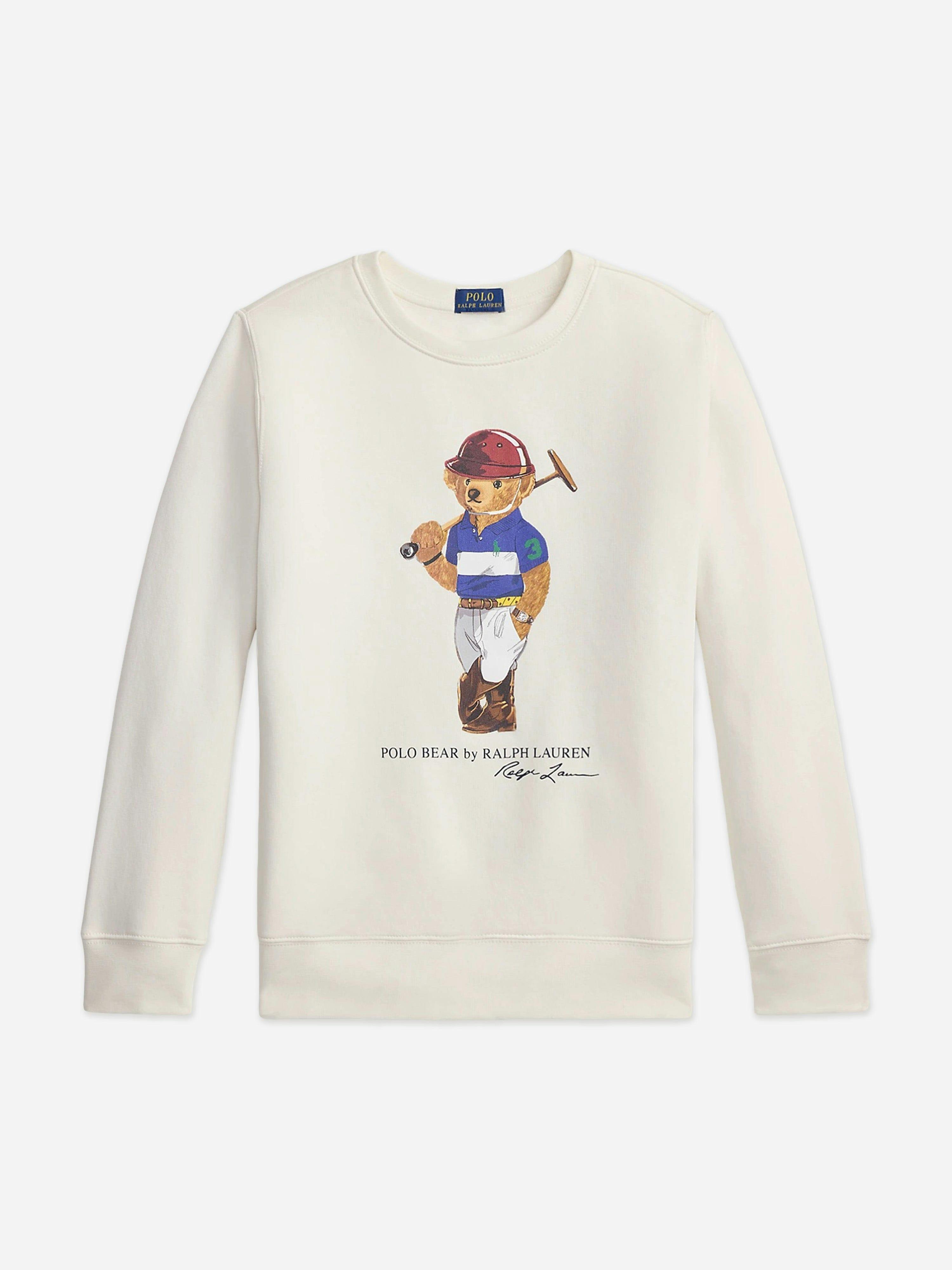 Ralph Lauren Kids Boys White Ralph Lauren Polo Bear Sweatshirt In - 8 Yrs (S)