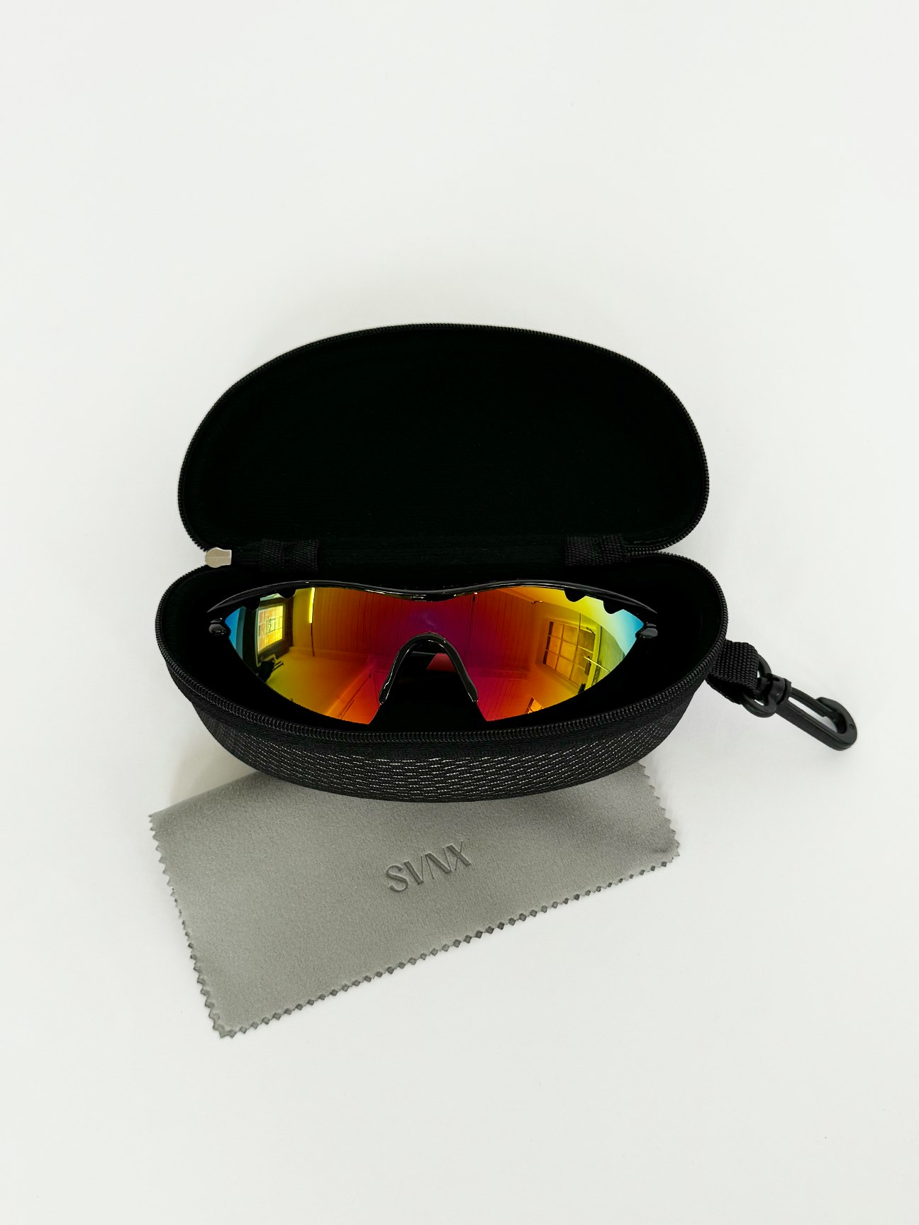Svnx Black Outdoor Sports Racer Sunglasses With Hard Case