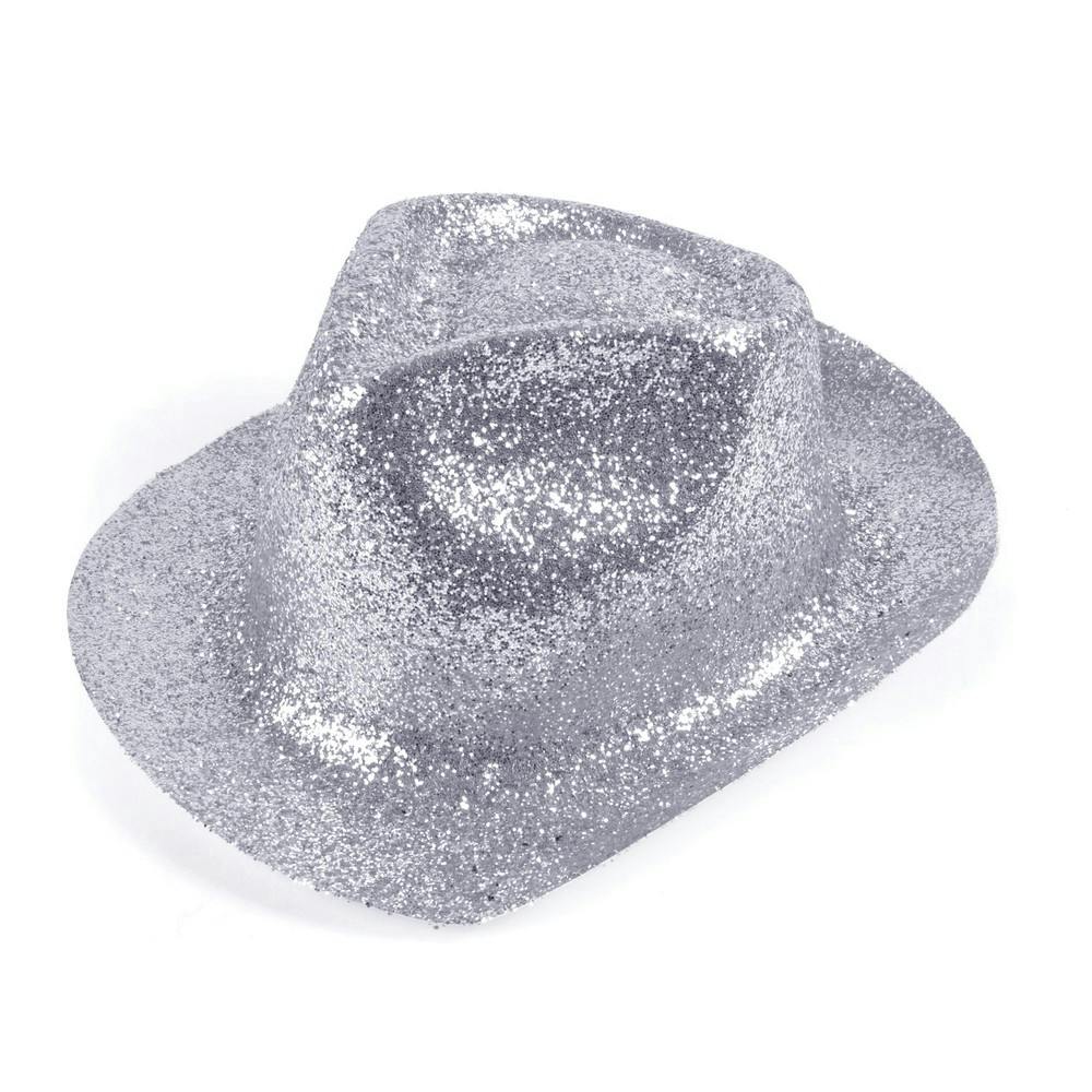 Bristol Novelty Unisex Silver Glitter Trilby Hat - One Size