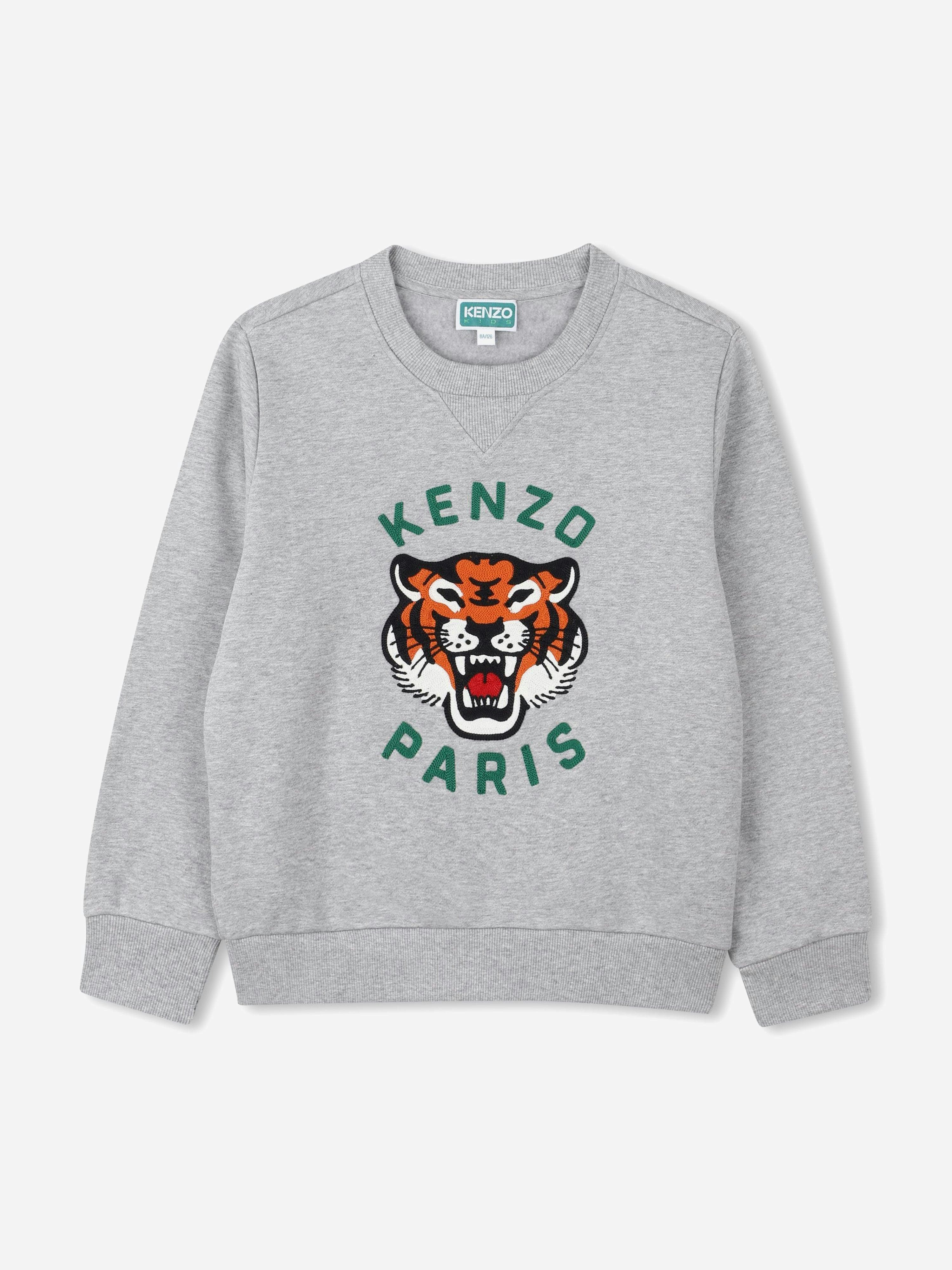 Kenzo Kids Boys Grey Kenzo Lucky Tiger Sweatshirt In - 10 Yrs