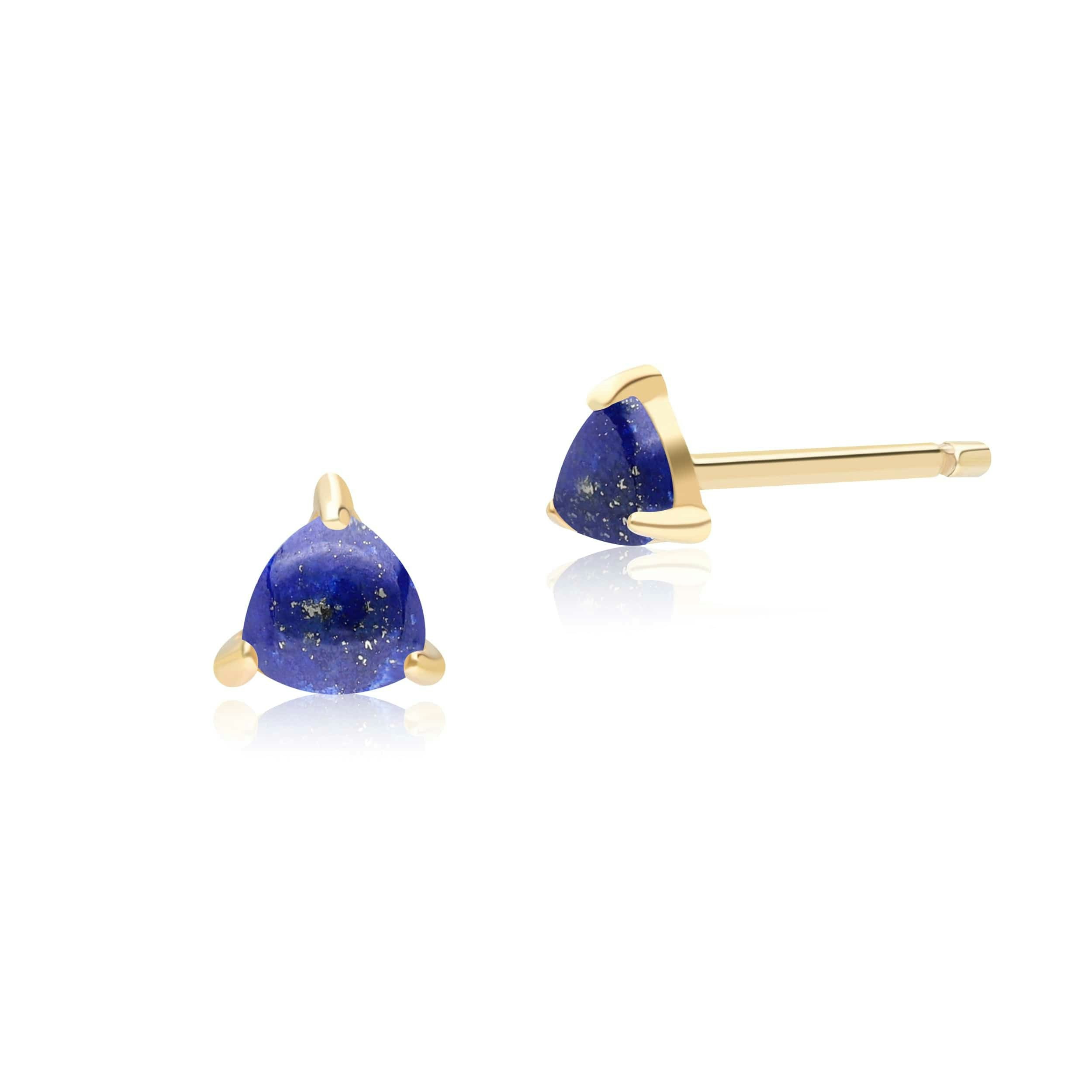 Gemondo Yellow/Gold Classic Trillion Lapis Lazuli Stud Earrings In 9Ct