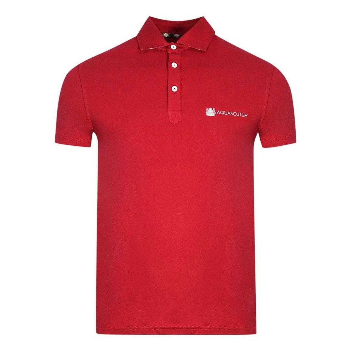 Aquascutum Unisex Red Adult Aldis Block Logo Polo Shirt - M