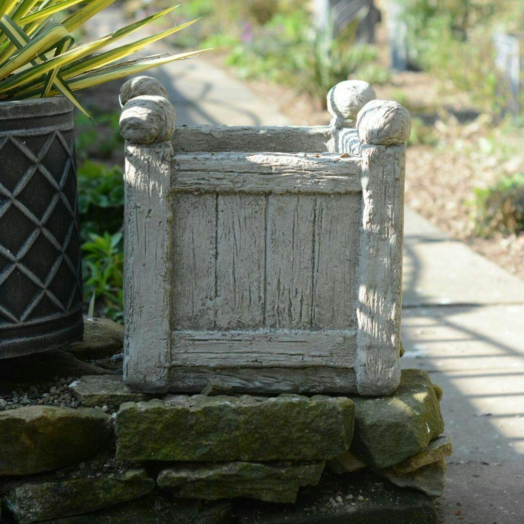 Rackhams Stone Cast Square Wood Design Pot