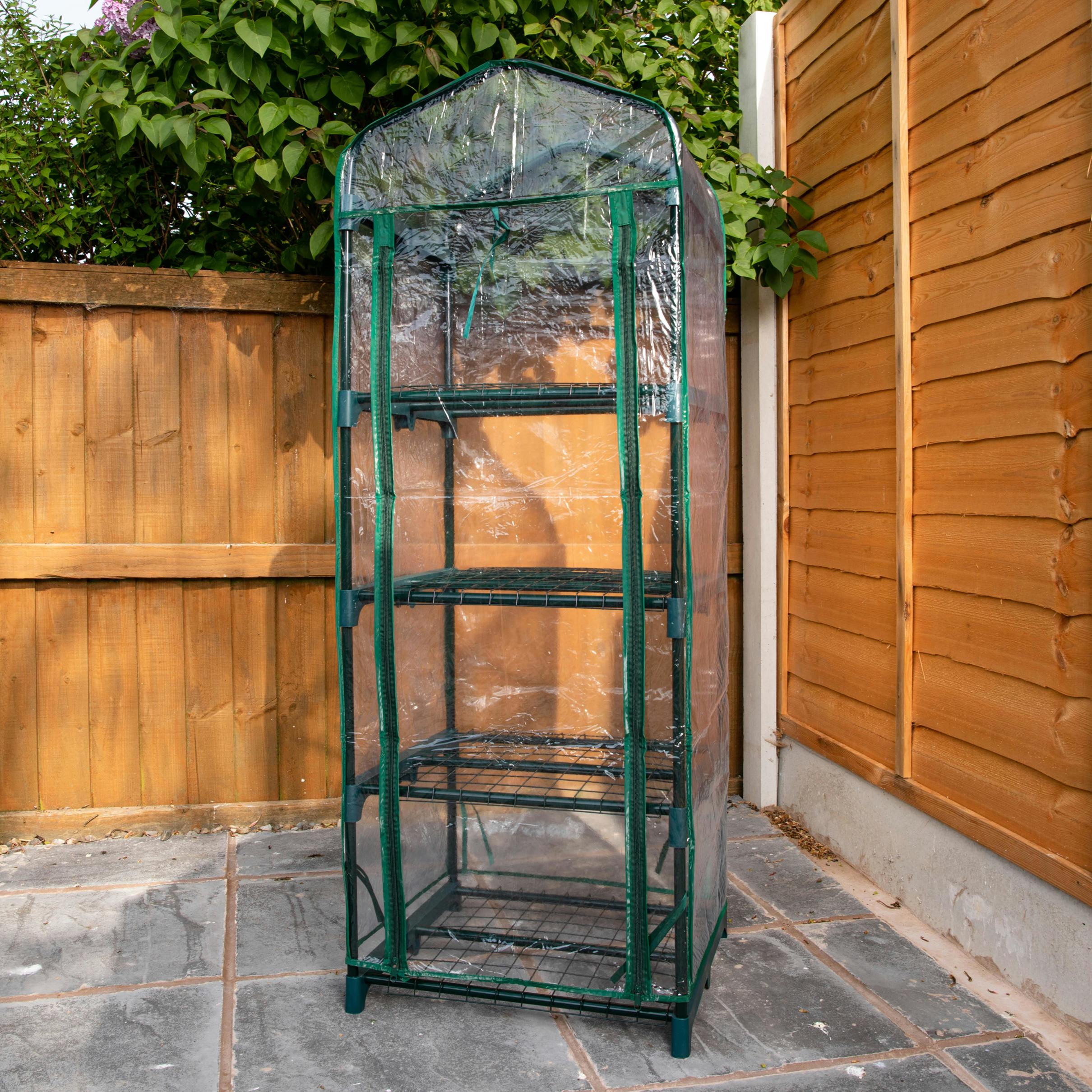 Samuel Alexander 1.3M X 0.5M 4 Tier Greenhouse With Steel Frame And Removable Pvc Cover