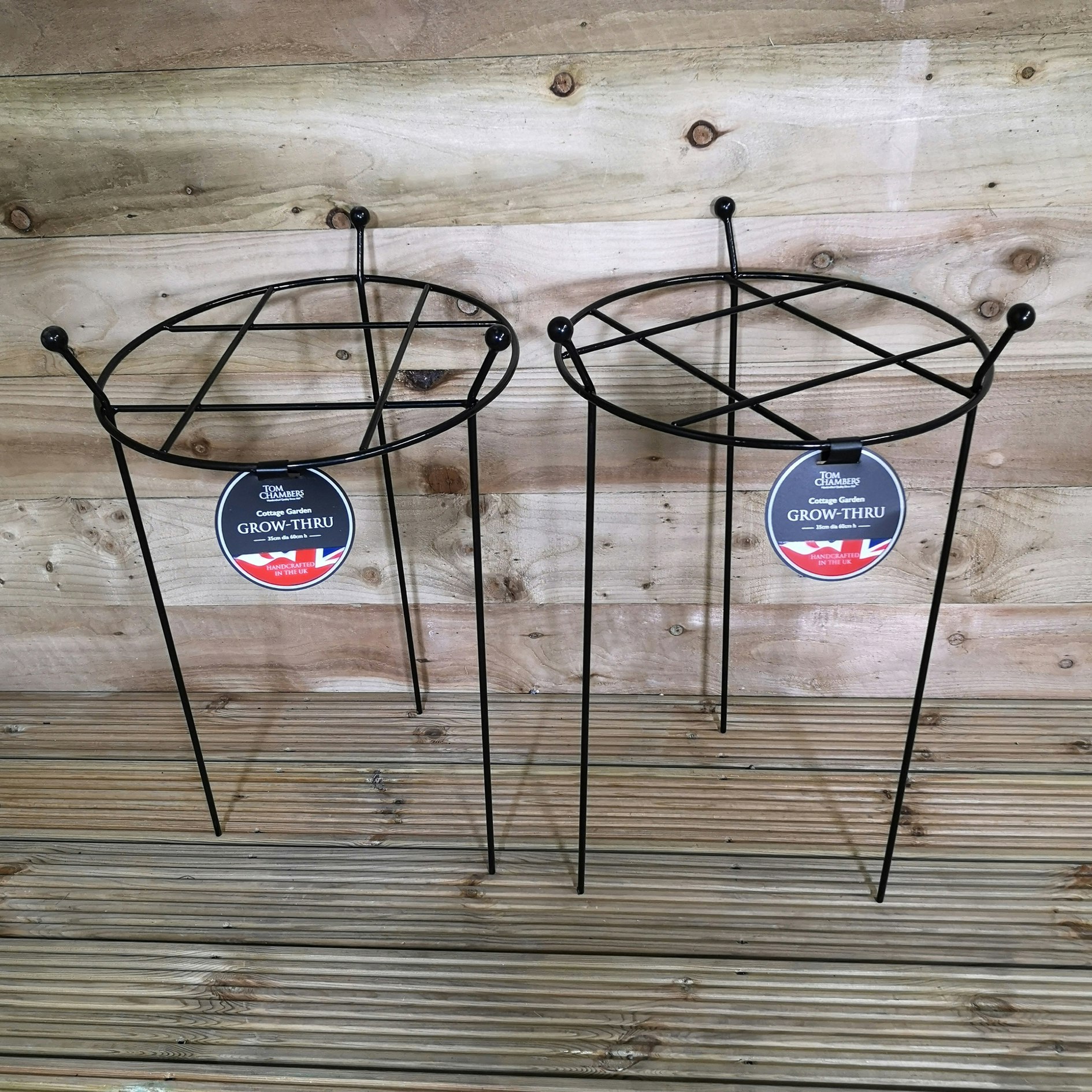 Samuel Alexander Black Tom Chambers Pack Of 2 Cottage Heavy Duty Metal Steel Herbaceous Garden Plant Support Grow Through 60Cm X 35Cm Small