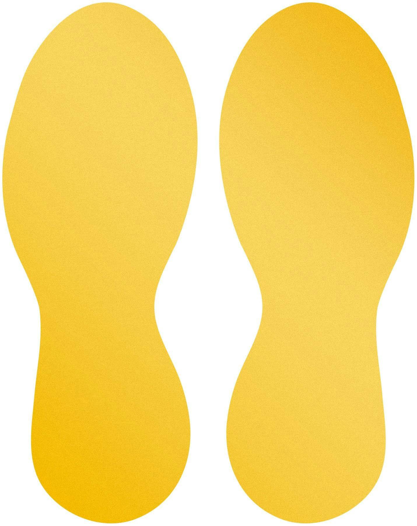 Rackhams Yellow Adhesive Feet Floor Sign Safety Foot Stickers | 5 Pairs |