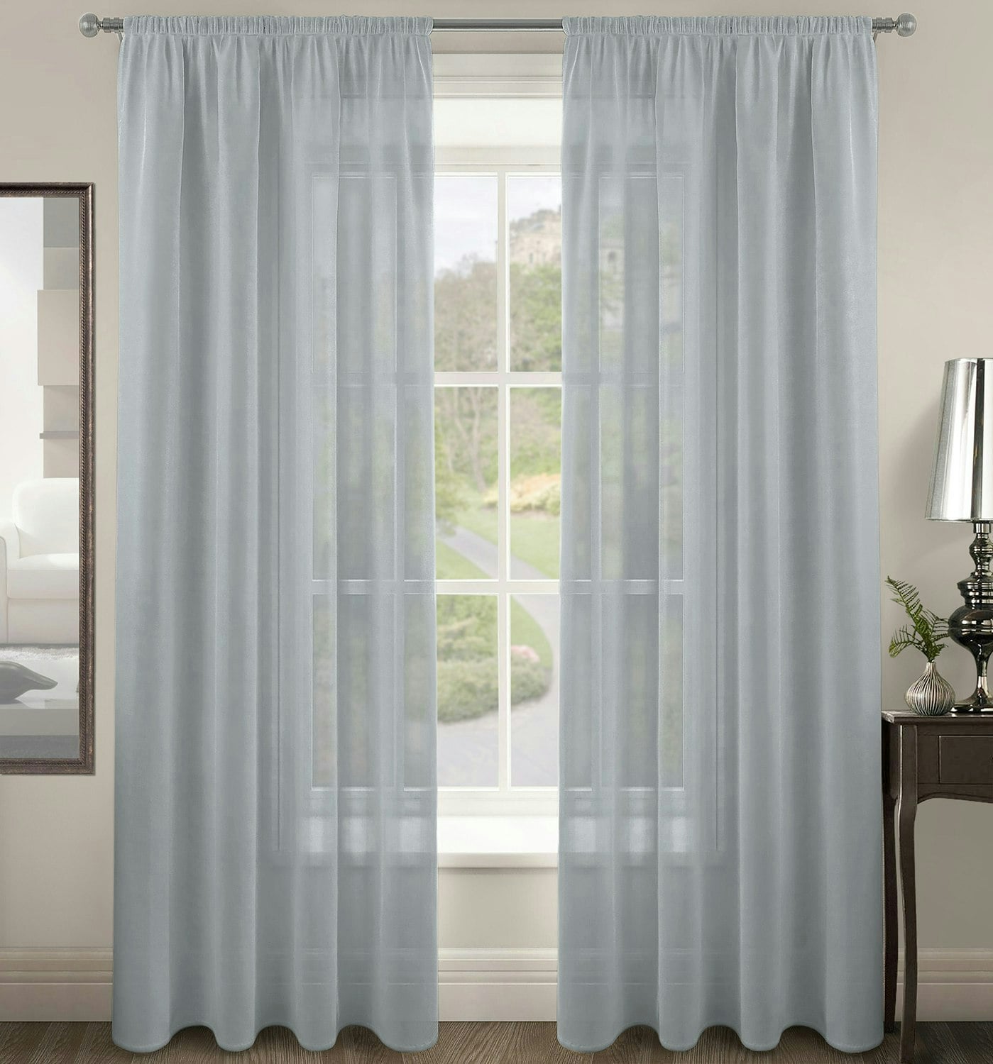Velosso Silver Riva Slot Top Single Voile Panel - 150Cm X 228Cm