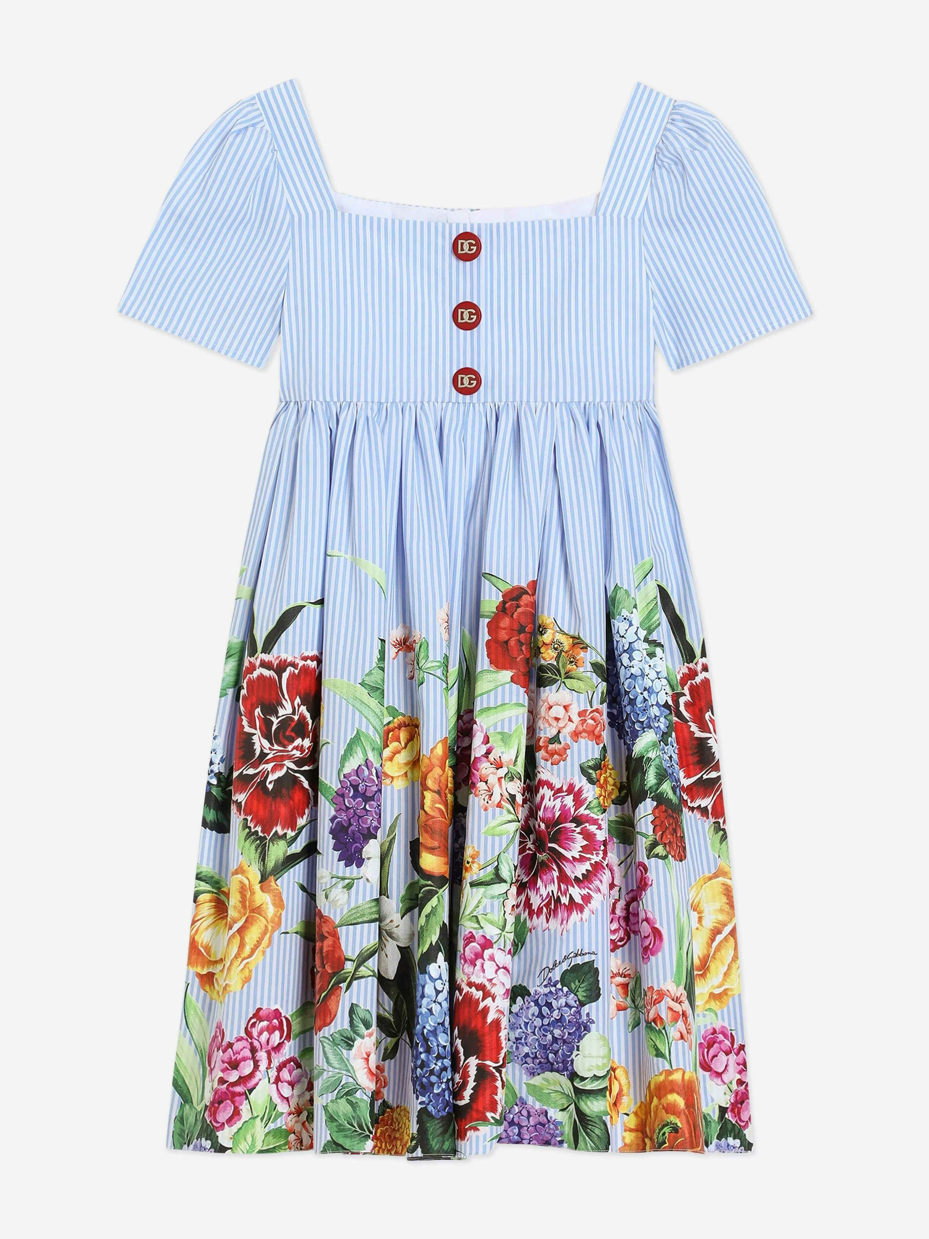 Dolce & Gabbana Kids Girls Dolce & Gabbana Floral Print Dress In Multicolour - Multicoloured - 6 Yrs