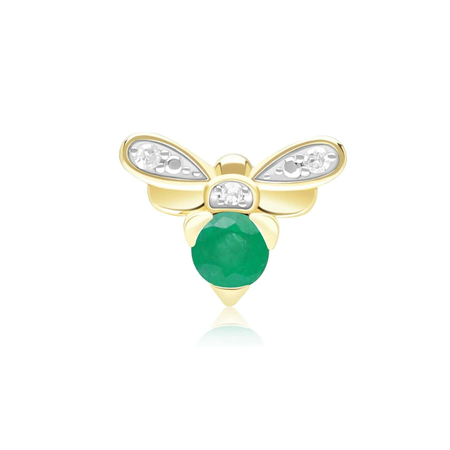 Gemondo Yellow/Gold Honeycomb Inspired Emerald And Diamond Bee Pin In 9Ct