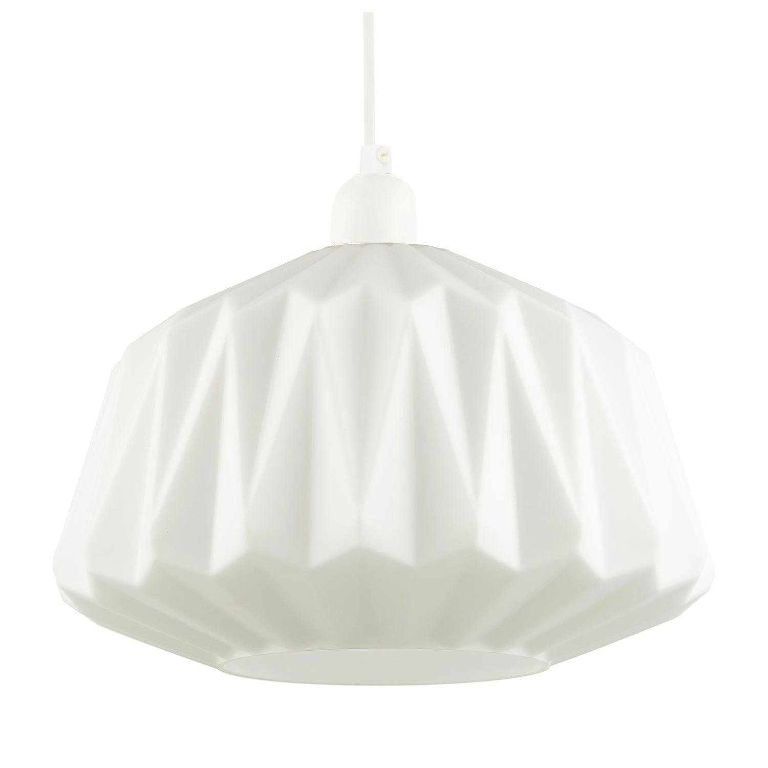Rackhams White Designer Opal Glass Pendant Shade With Triangular Shaped Grooves