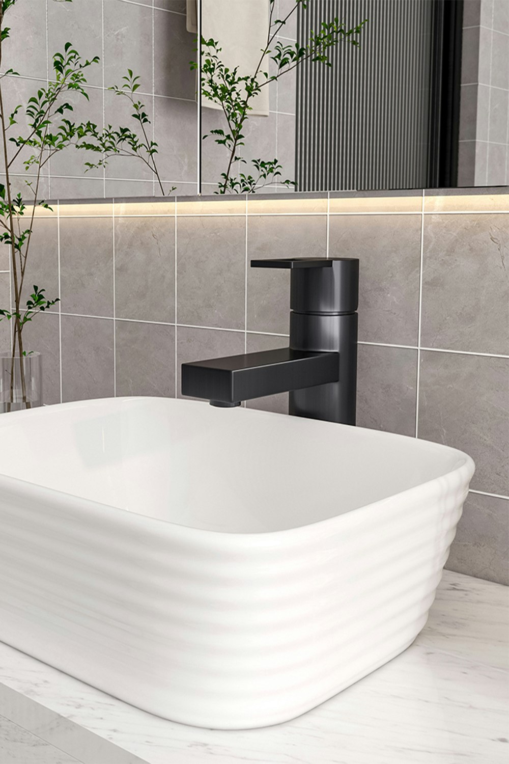 Rackhams Black Single Lever Basin Mixer Bathroom Tap Faucet