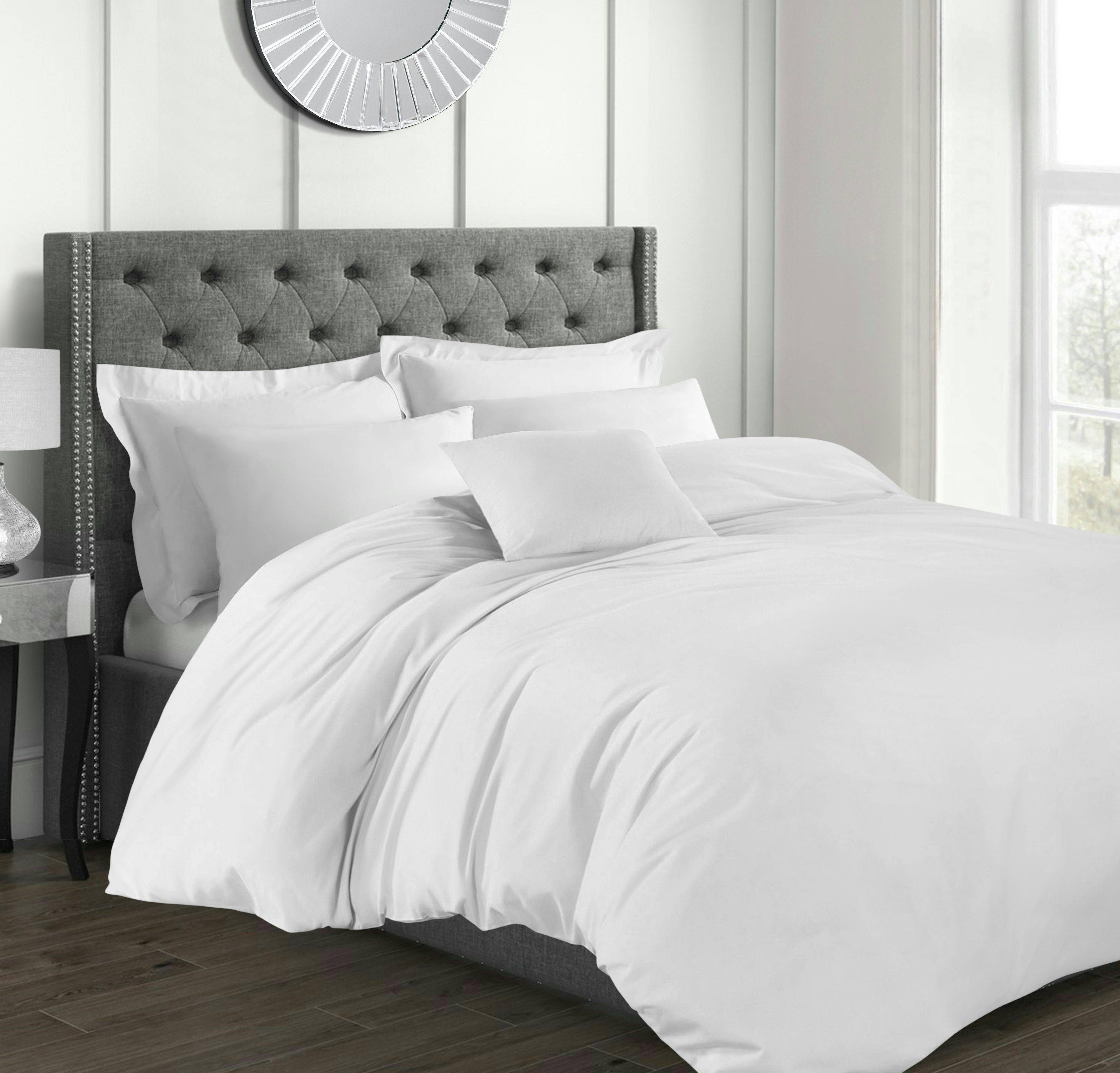 Rackhams White T200 Plain Percale Cotton Duvet Cover Set - Super King