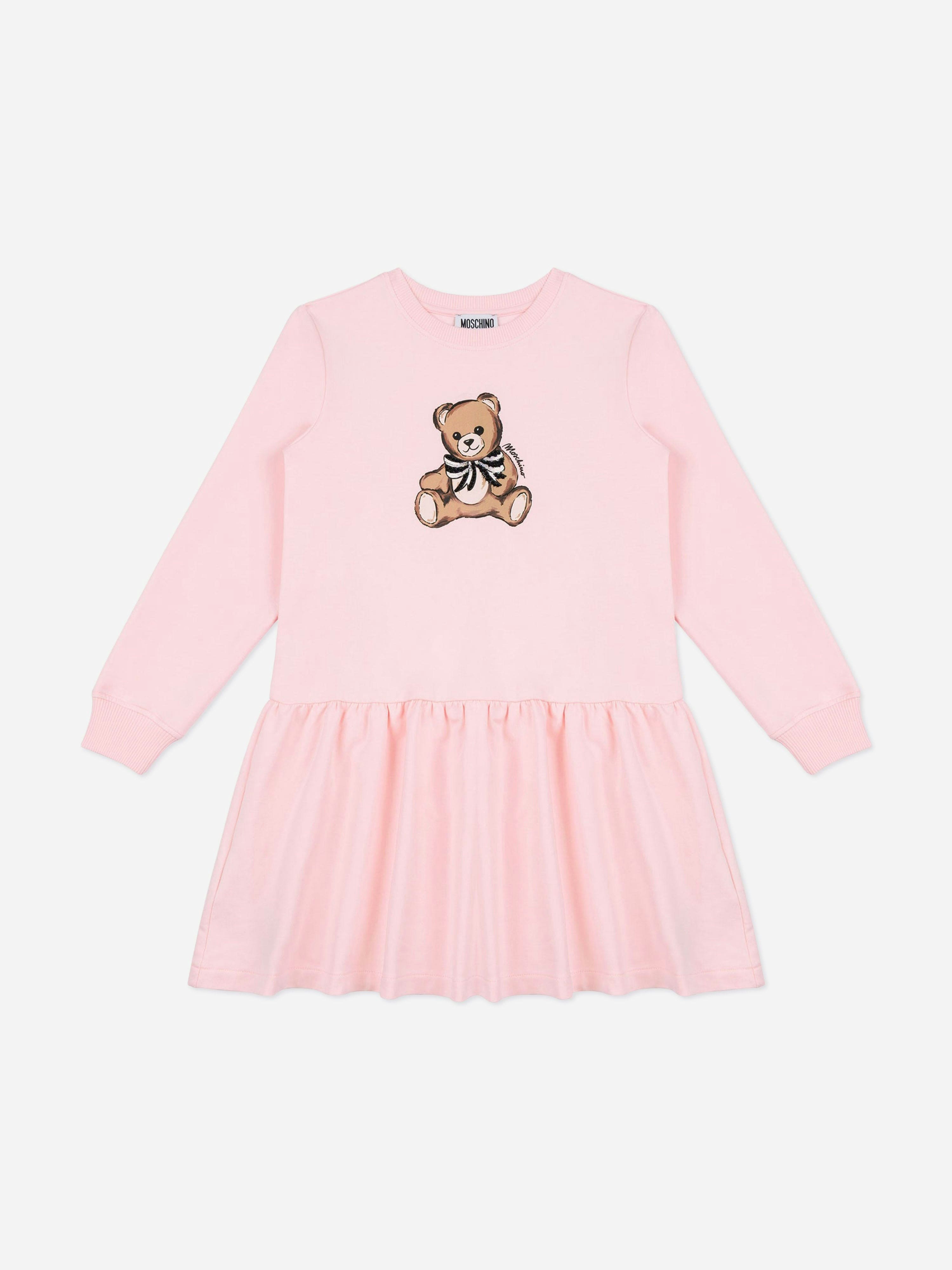 Moschino Kids Girls Pink Moschino Teddy Bear Sweater Dress In - 10 Yrs