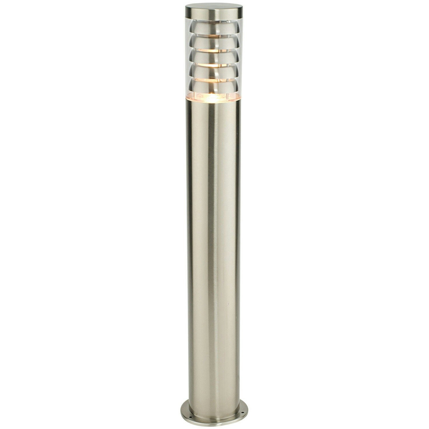 Rackhams Light Outdoor Garden Bollard Brushed Steel 9W Outside Path Lamp Post Ip44 80Cm