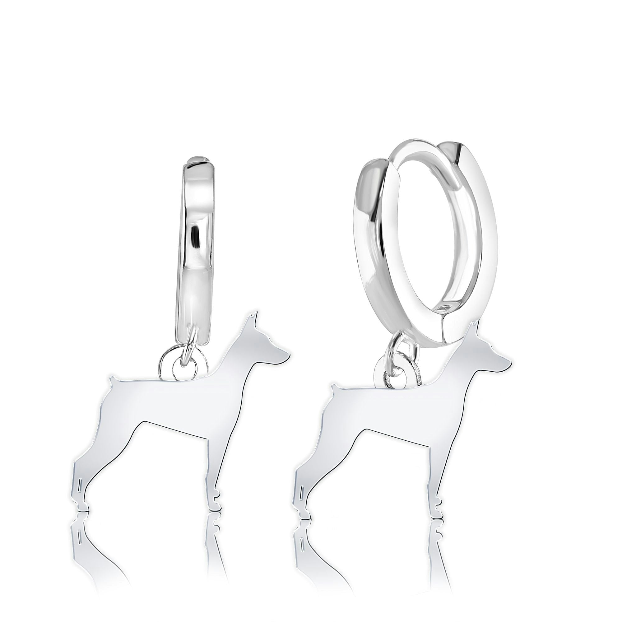 Mylee London Silver German Pinscher Silhouette Earrings - Yes - Huggie Hoop