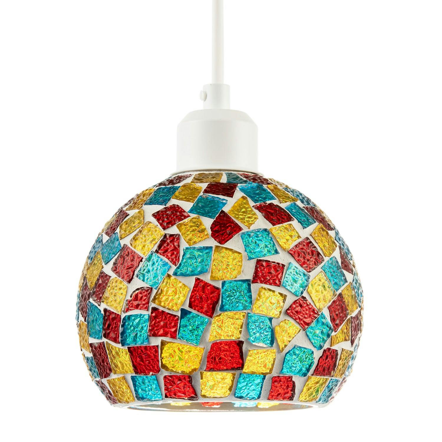 Happy Homewares Light/White Multi-Colour Geometric Mosaic Dome Pendant Ceiling Ing Shade