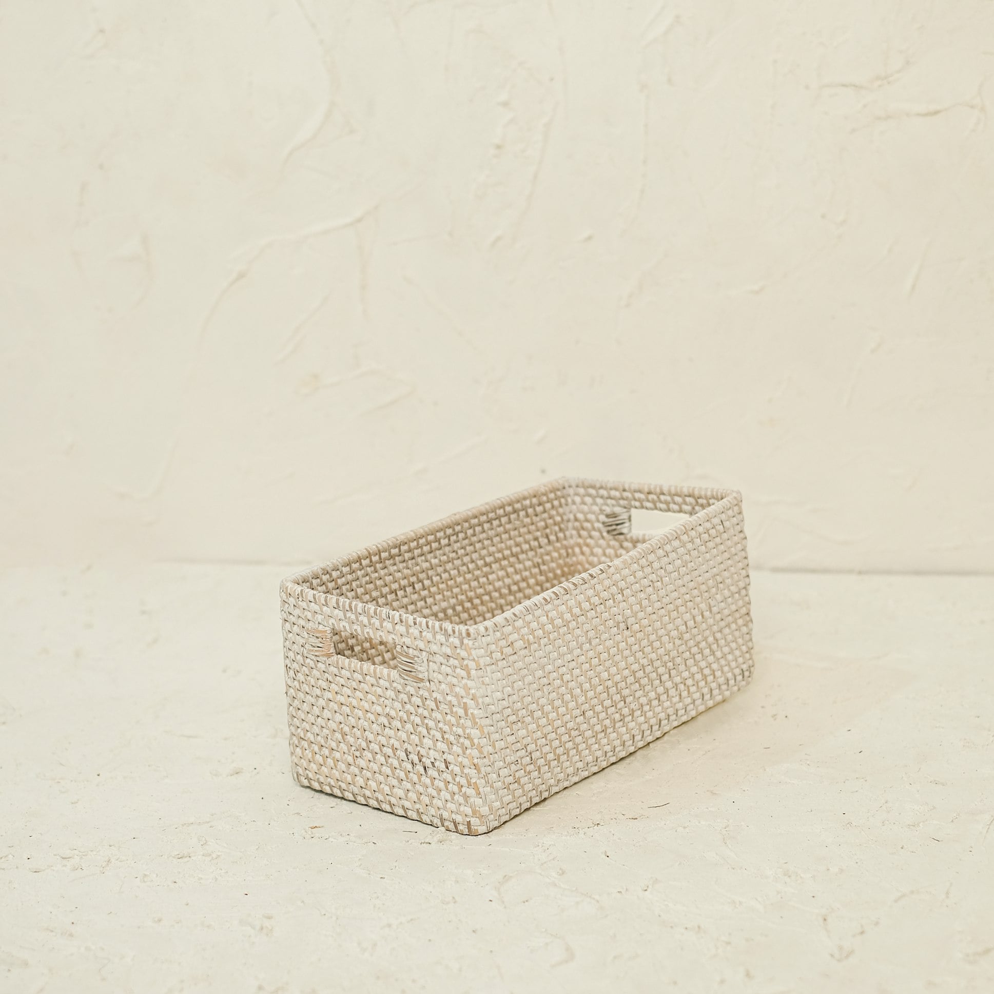 Rackhams White Colourful Rattan Storage Baskets In 4 Colours - Long - Wash - One