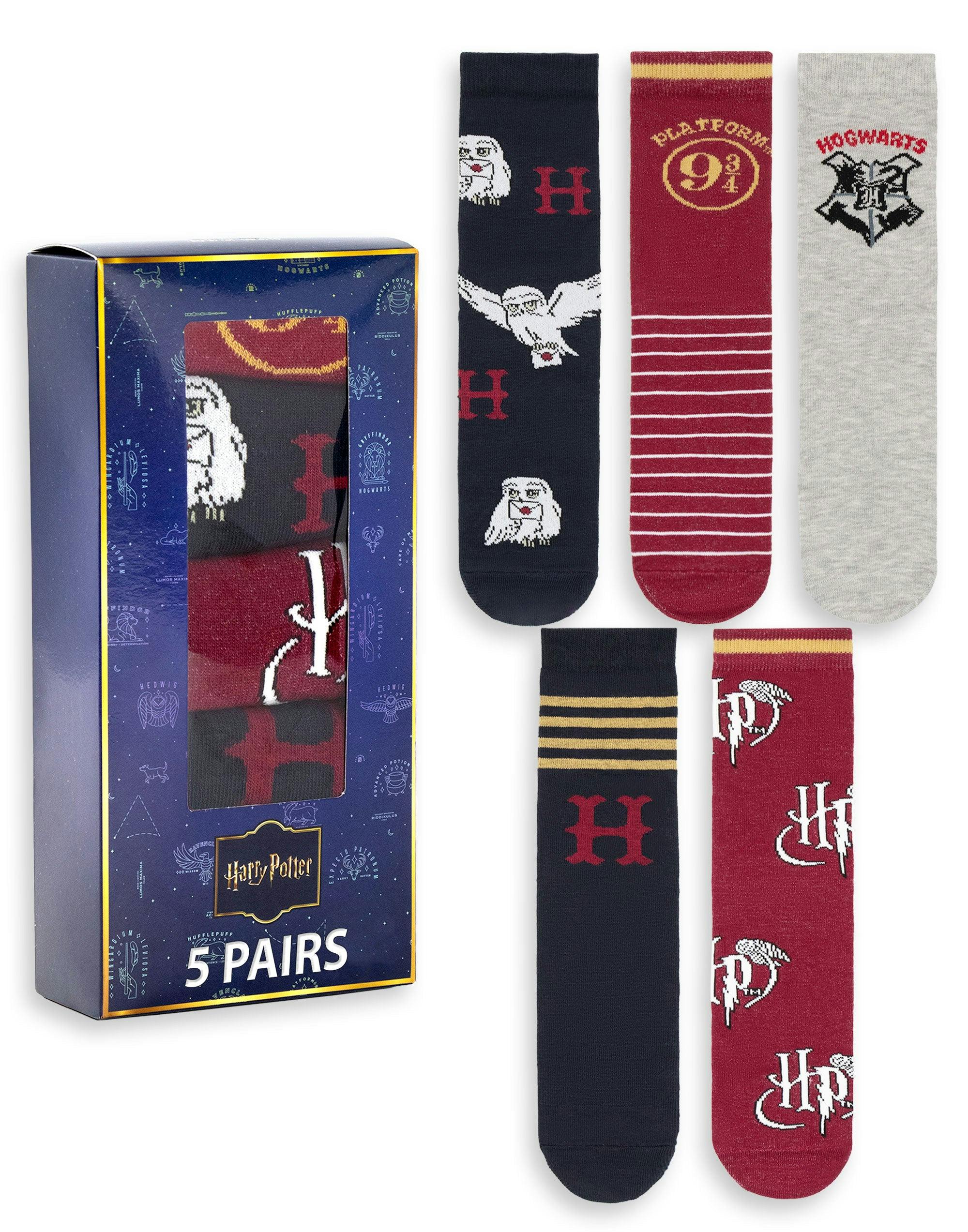 Vanilla Underground Women's Red/Grey Harry Potter Multicolou Hogwarts Calf Socks Set Of 5 - 4-8 Uk