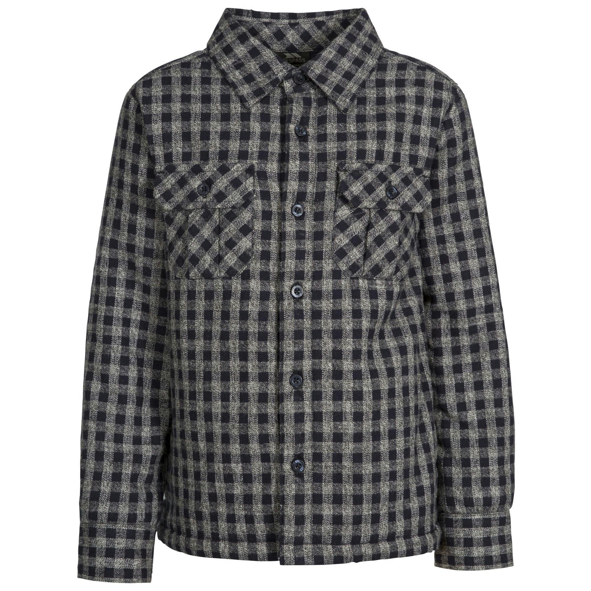 Trespass Kids Average Long Sleeved Gingham Shirt - Navy Gingham - 7-8 Years - Navy Gingham - 100% Cotton
