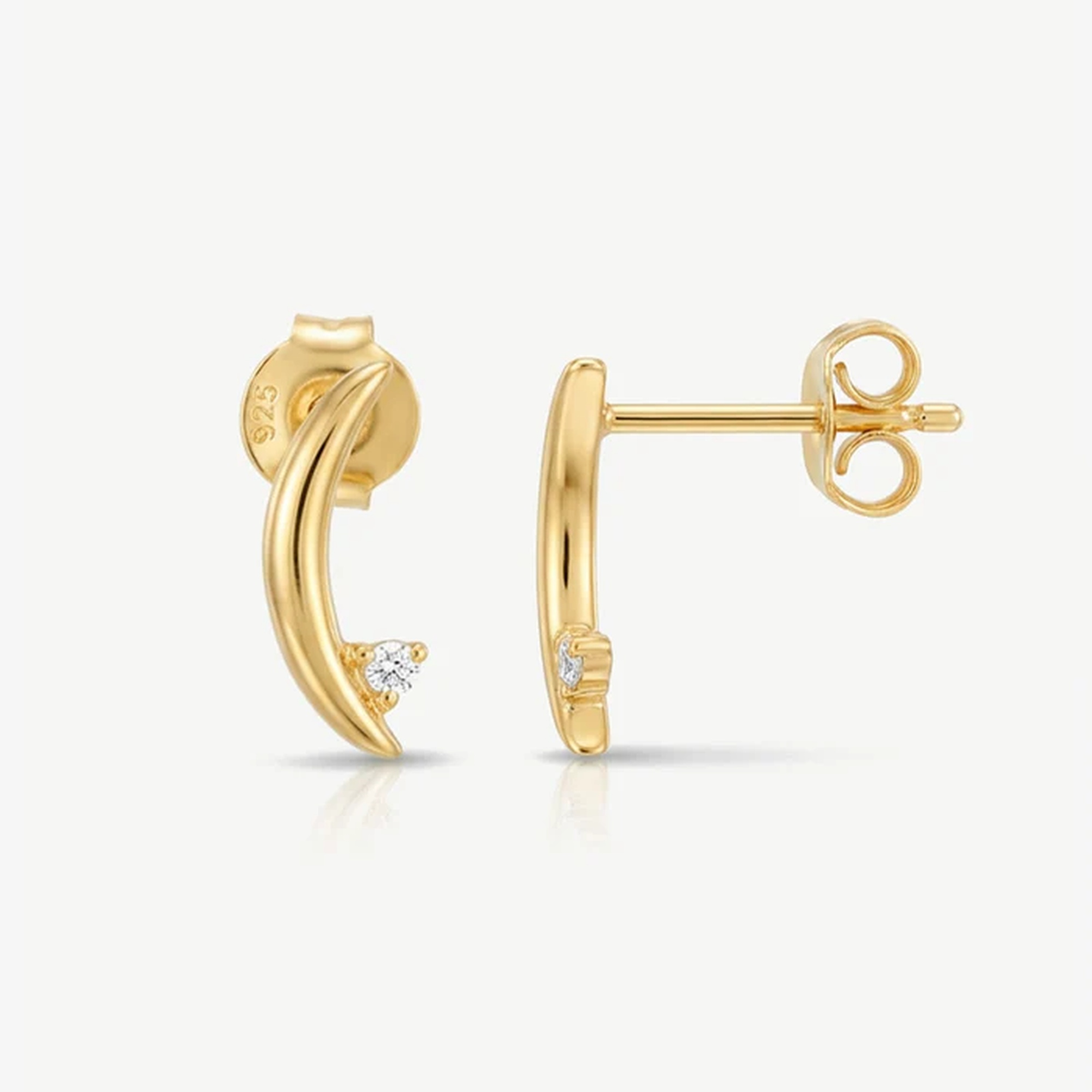 Muchv Gold Dainty Crescent Moon & Star Stud Earrings