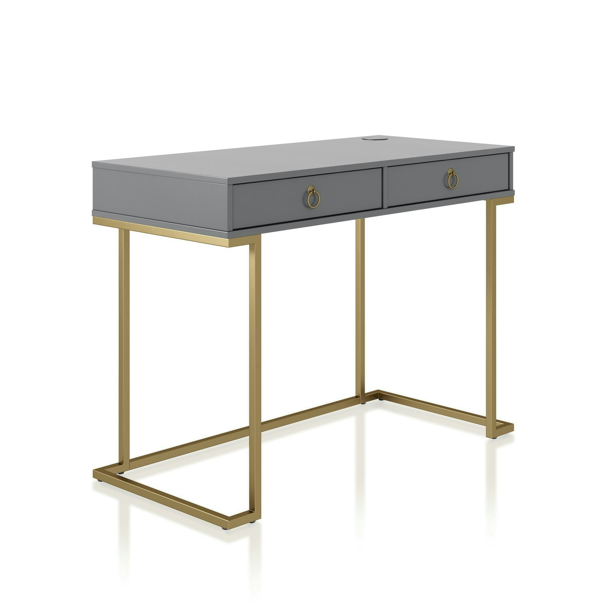 Dorel Home Grey/Golden Camila Writing Desk Graphite