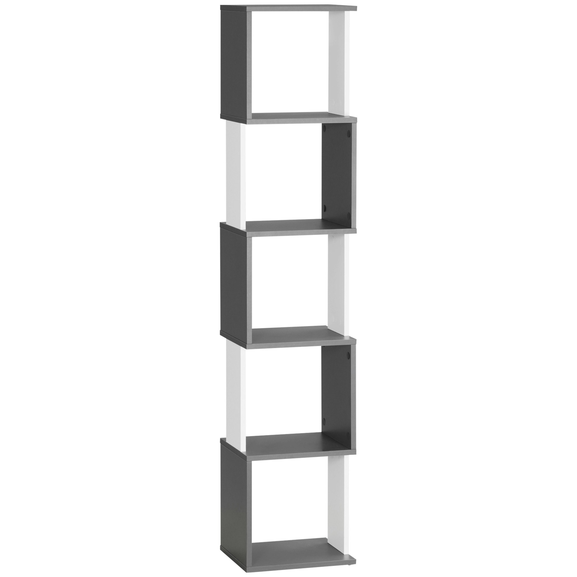 Homcom White 5-Tier Bookshelf Freestanding Bookcase Storage Shelves