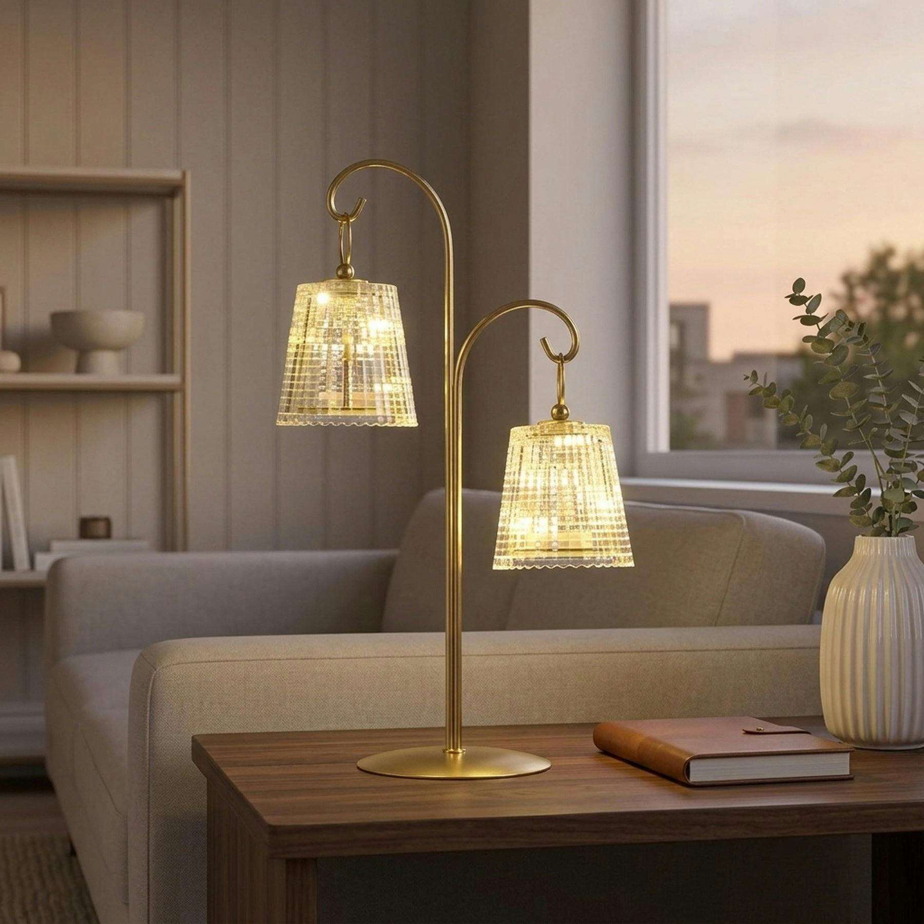 Hestia Unisex Gold Double Led Table Lamp In - Image 6