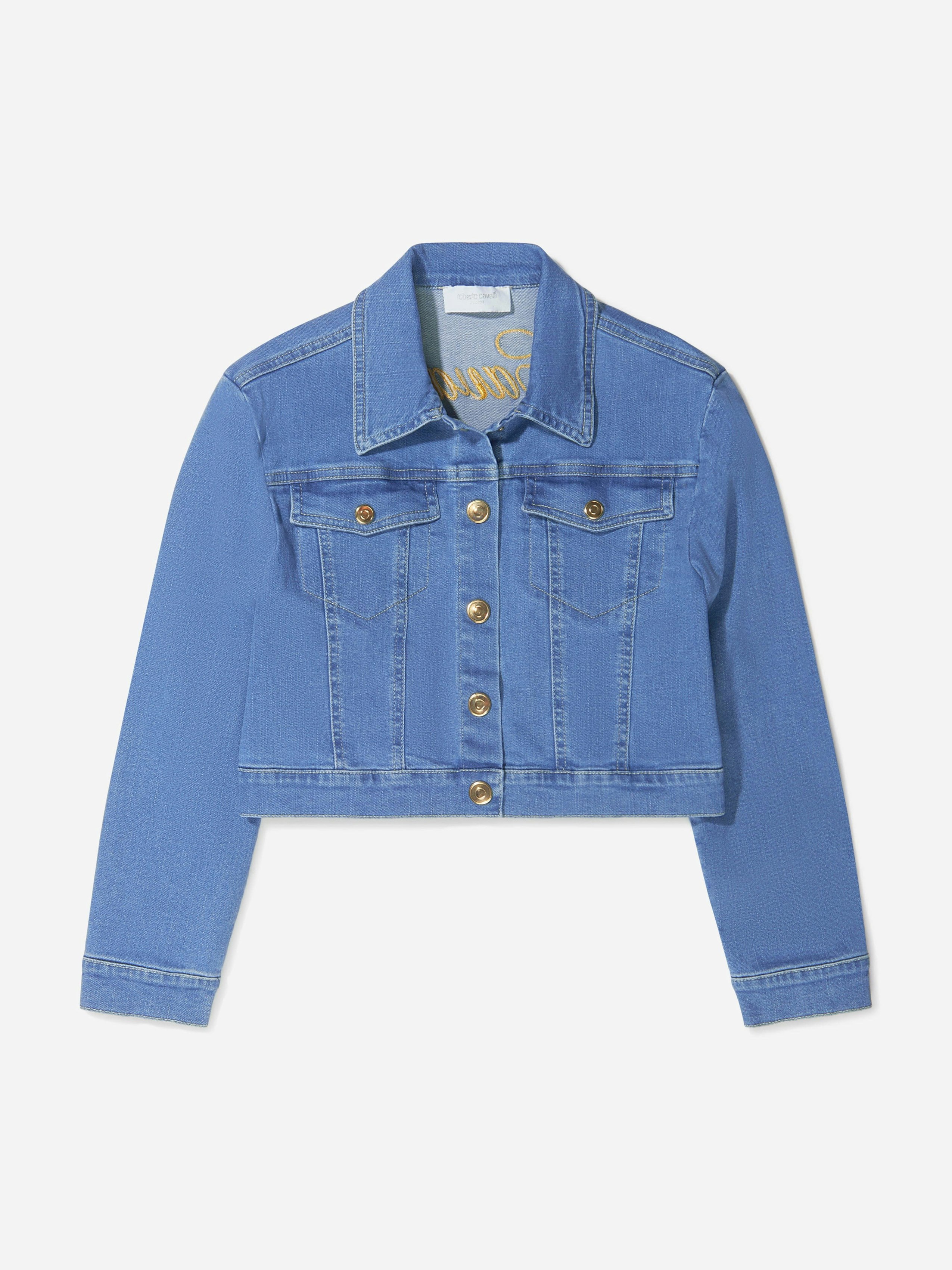 Roberto Cavalli Girls Blue Cotton Denim Jacket - 4 Yrs