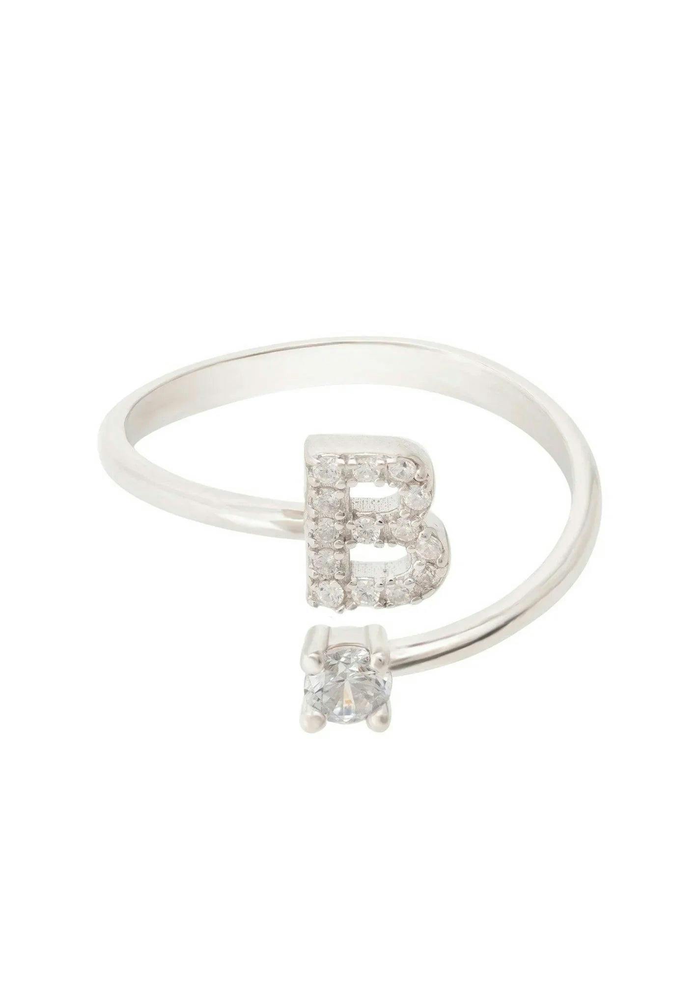 Latelita Silver Initial Ring B