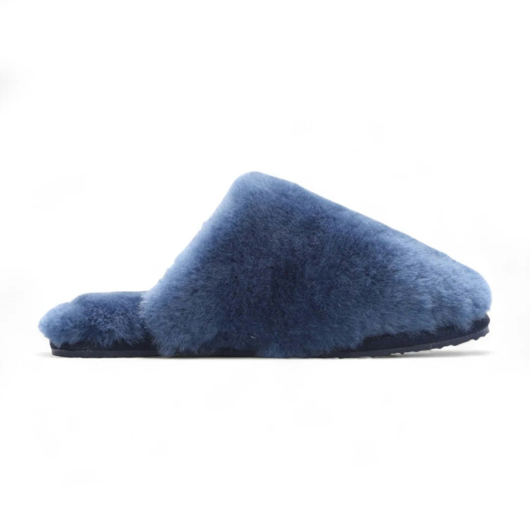 Infinity Leather Women's Aurora - Sheepskin Fluffy Slippers - Navy - Eu 41