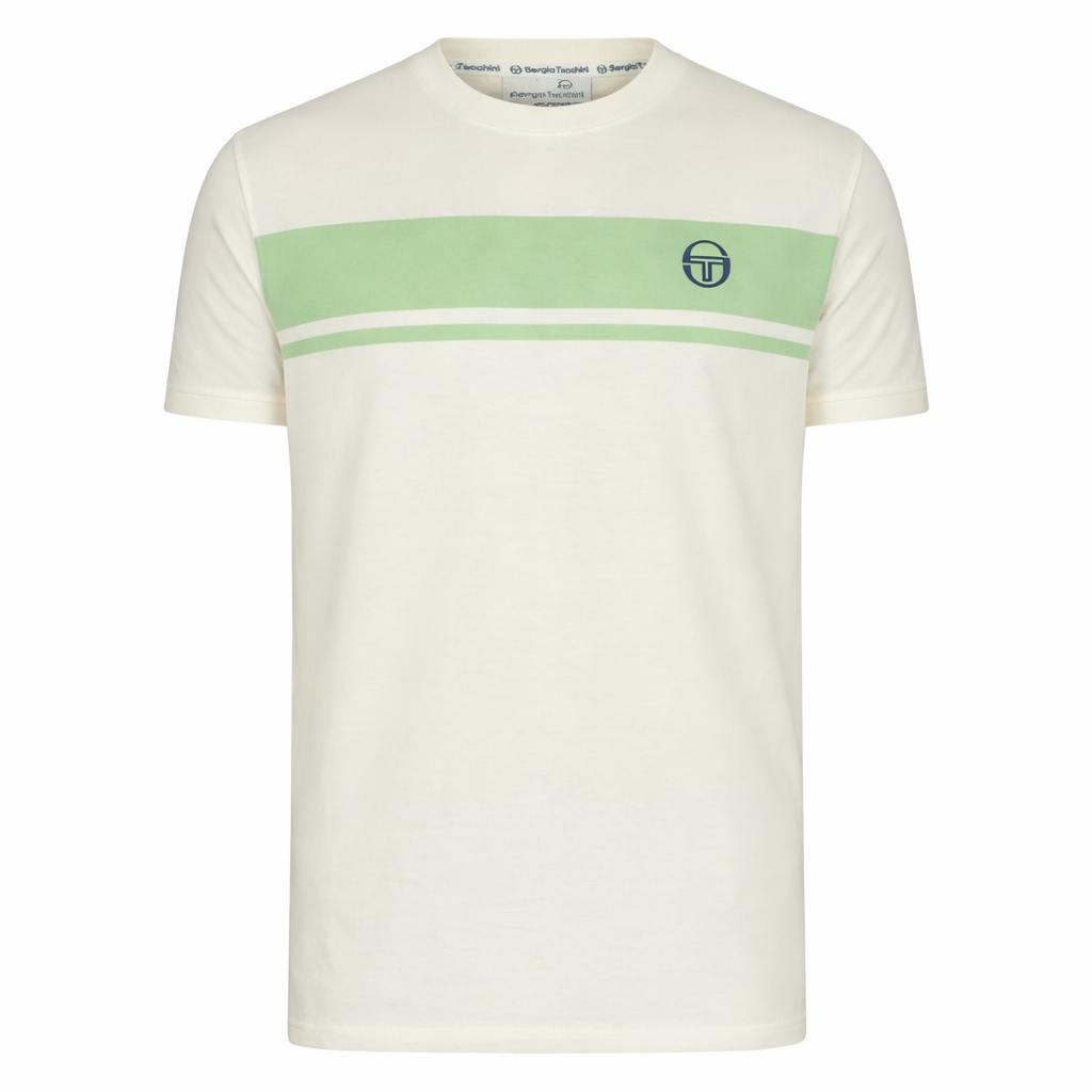 Sergio Tacchini Green Master Crew Neck T-Shirt Gardenia/Quiet - L