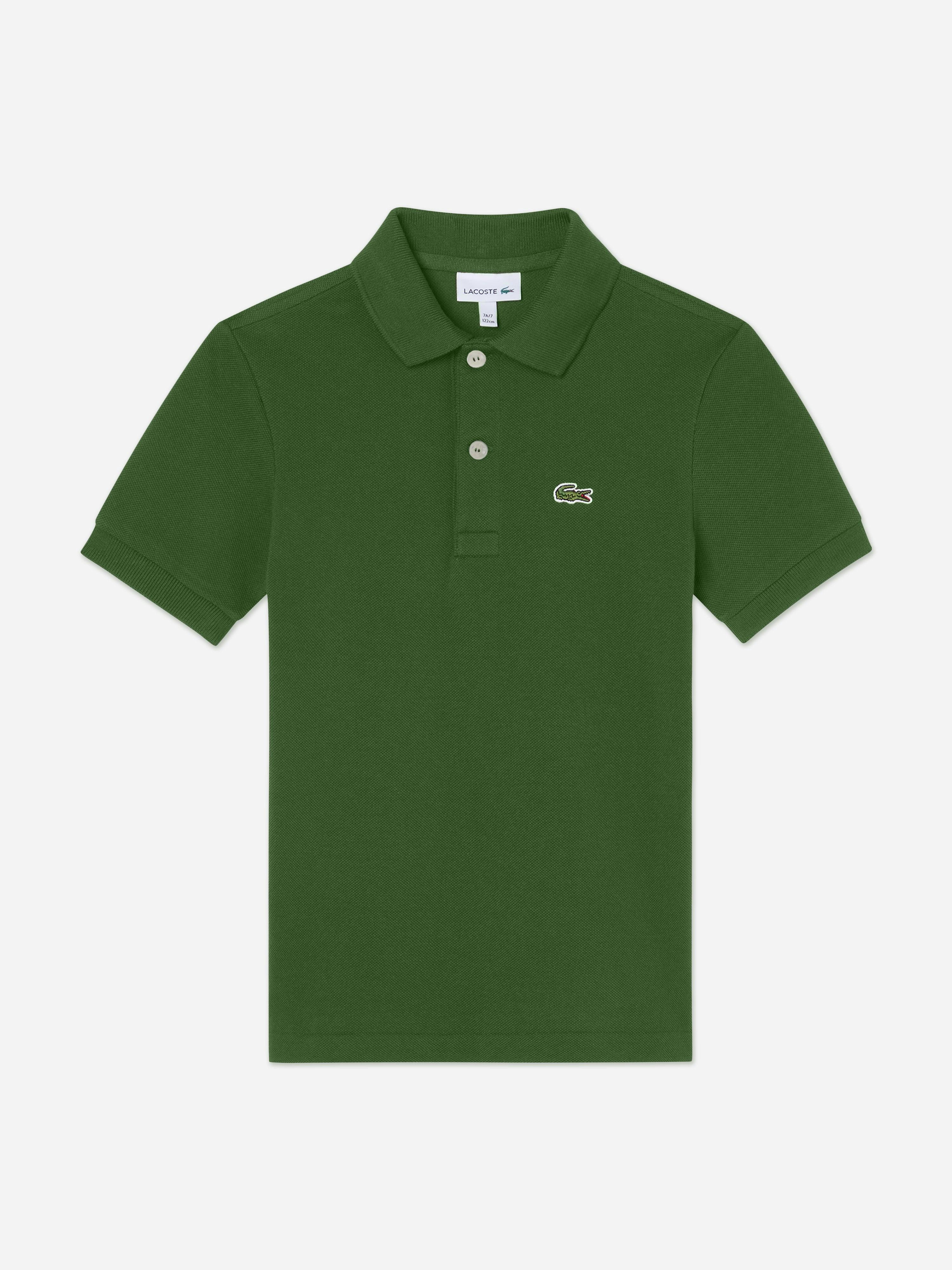 Lacoste Kids Boys Green Lacoste Pique Polo Shirt In - 14 Yrs