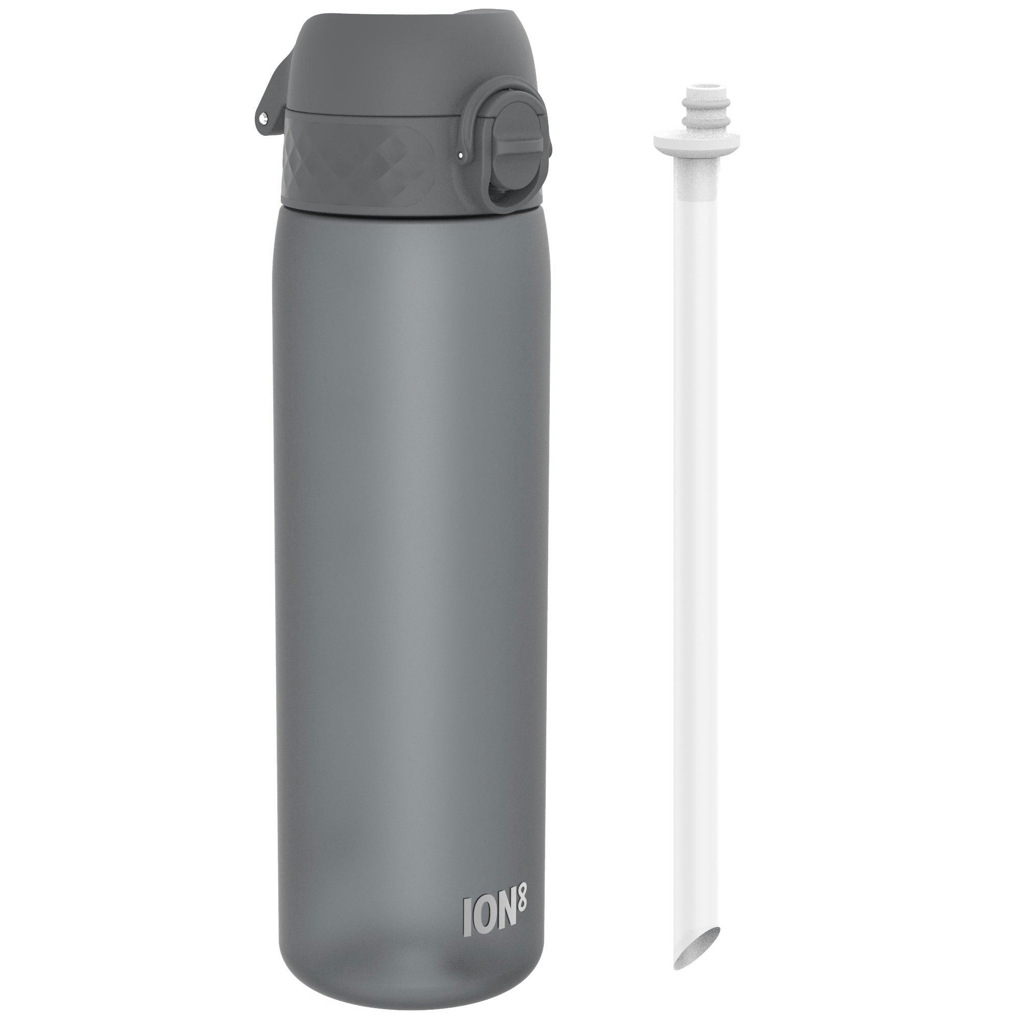 Rackhams Grey Leak Proof Medium Water Bottle With Straw, Recyclon, 500Ml (18Oz)