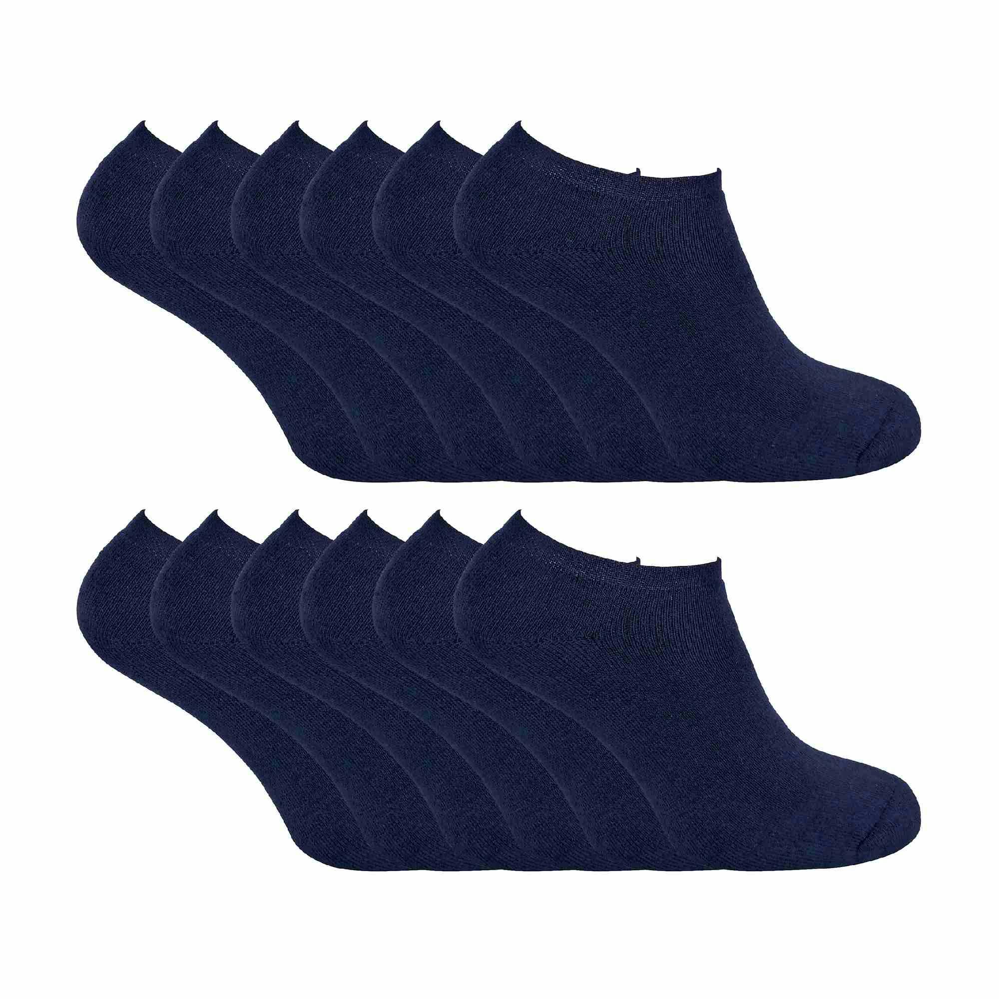 Sock Snob Men's 12 Pairs Thermal Winter Invisible Low Cut Trainer Socks - 6-11 Uk - Navy