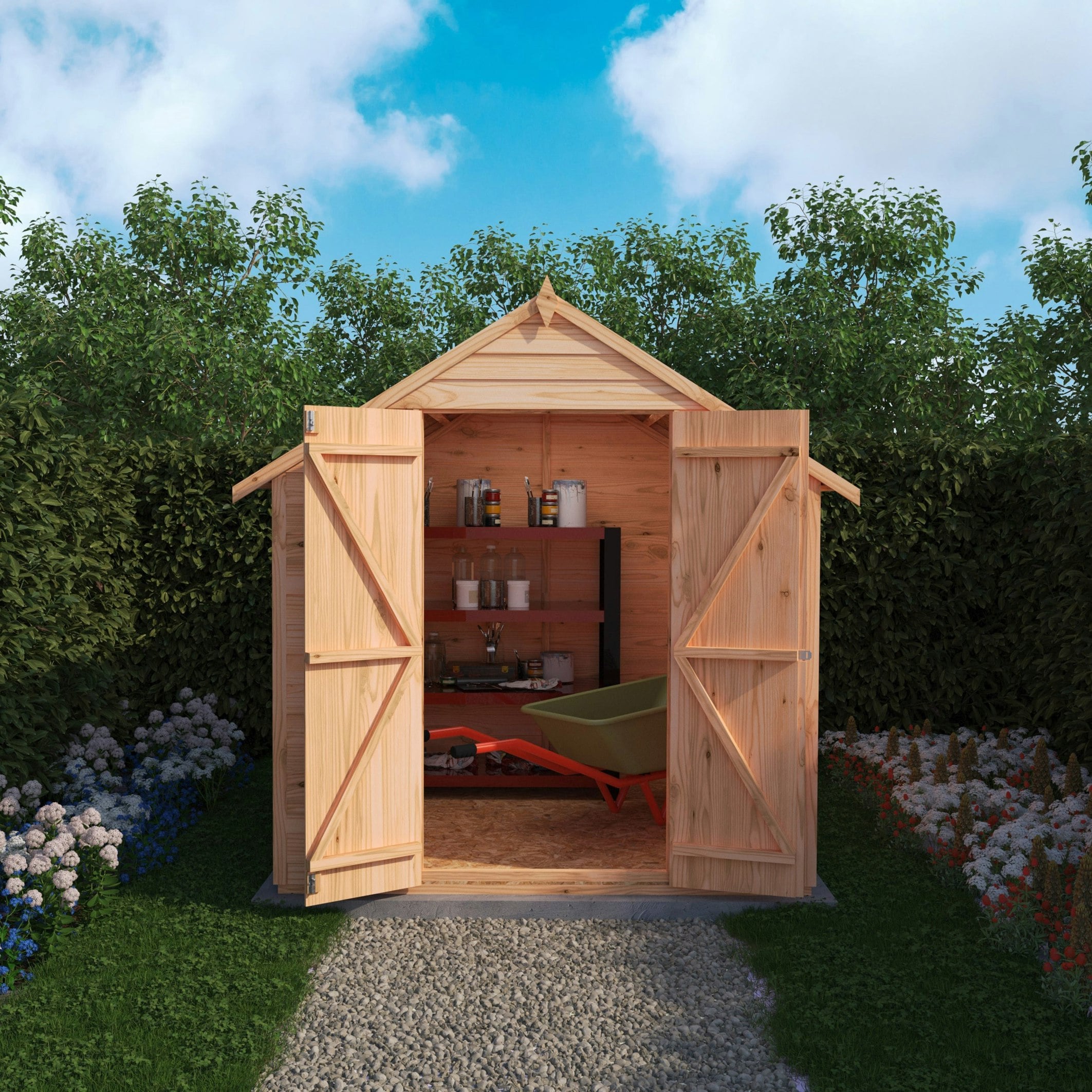 Rackhams Green Overlap Double Door 6X6 Storage Shed