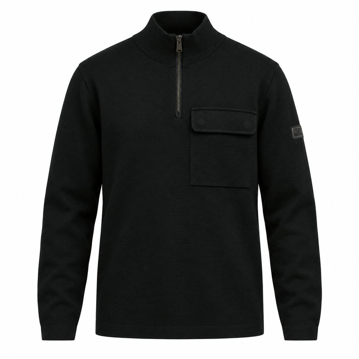 Barbour Men's Black International Burley Half Zip Cardigan Jumper - M