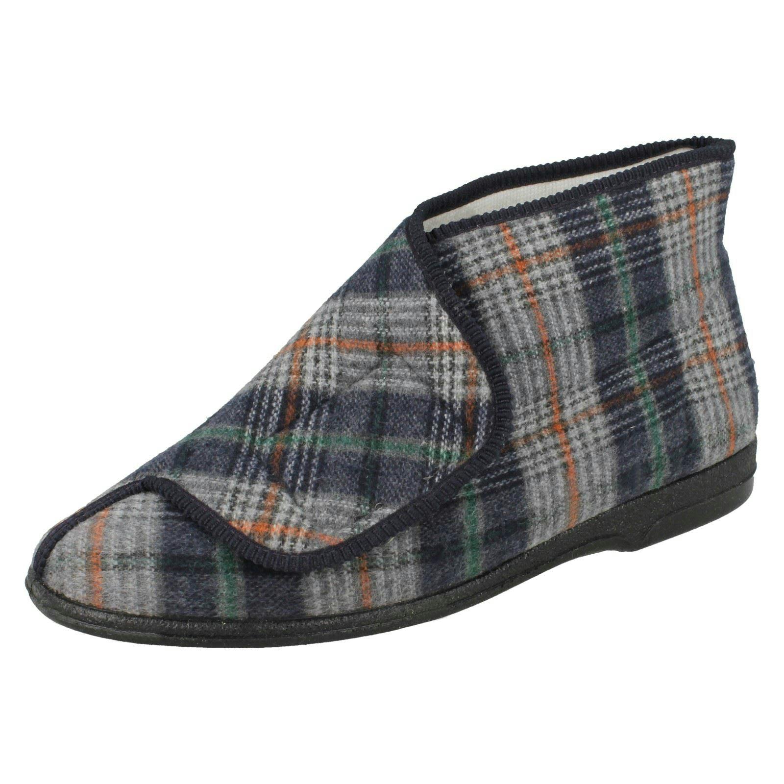 Balmoral Men's Patterned Slipper Boot - Navy - Uk 9