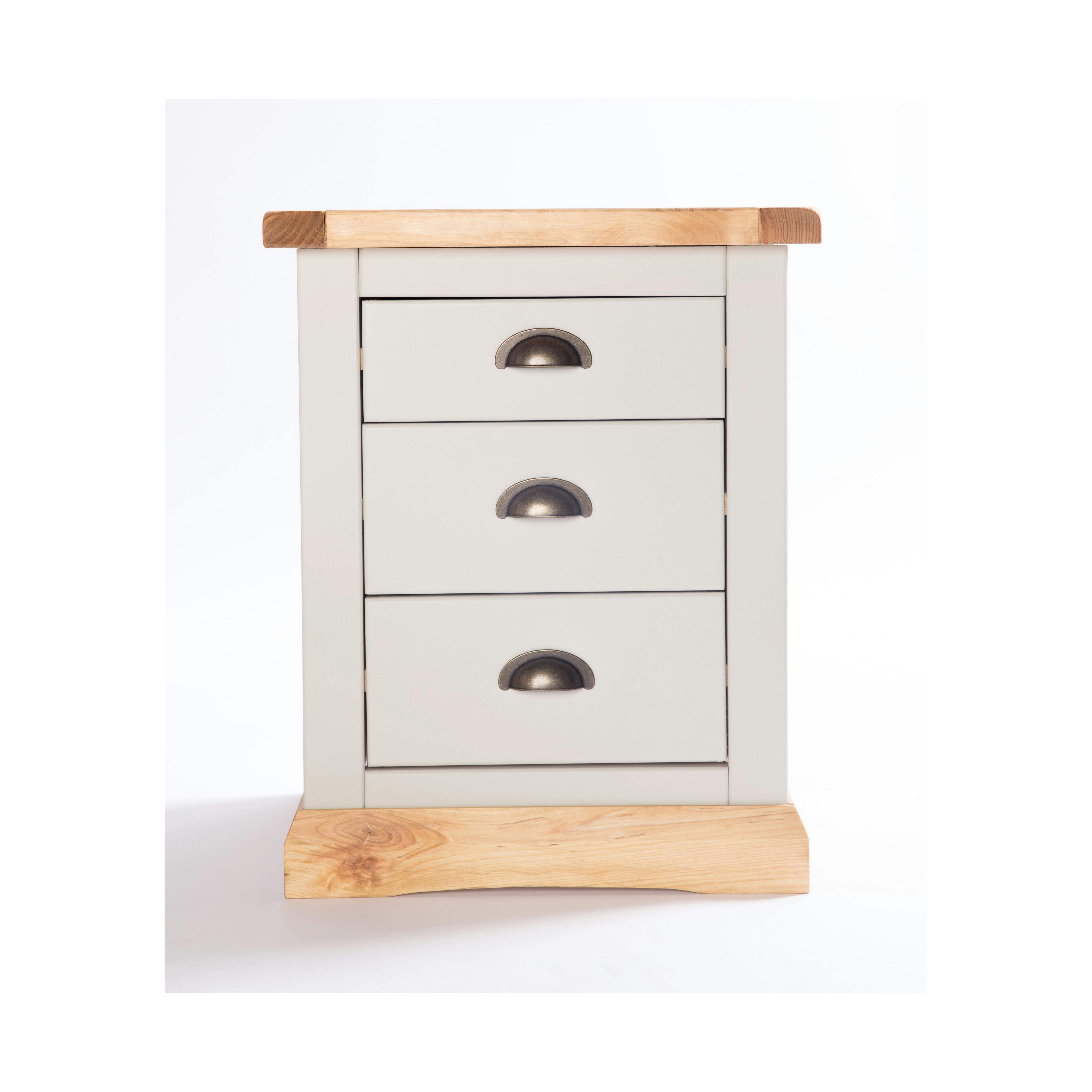 Rackhams Light/Grey Bomporto 3 Drawer Bedside Table